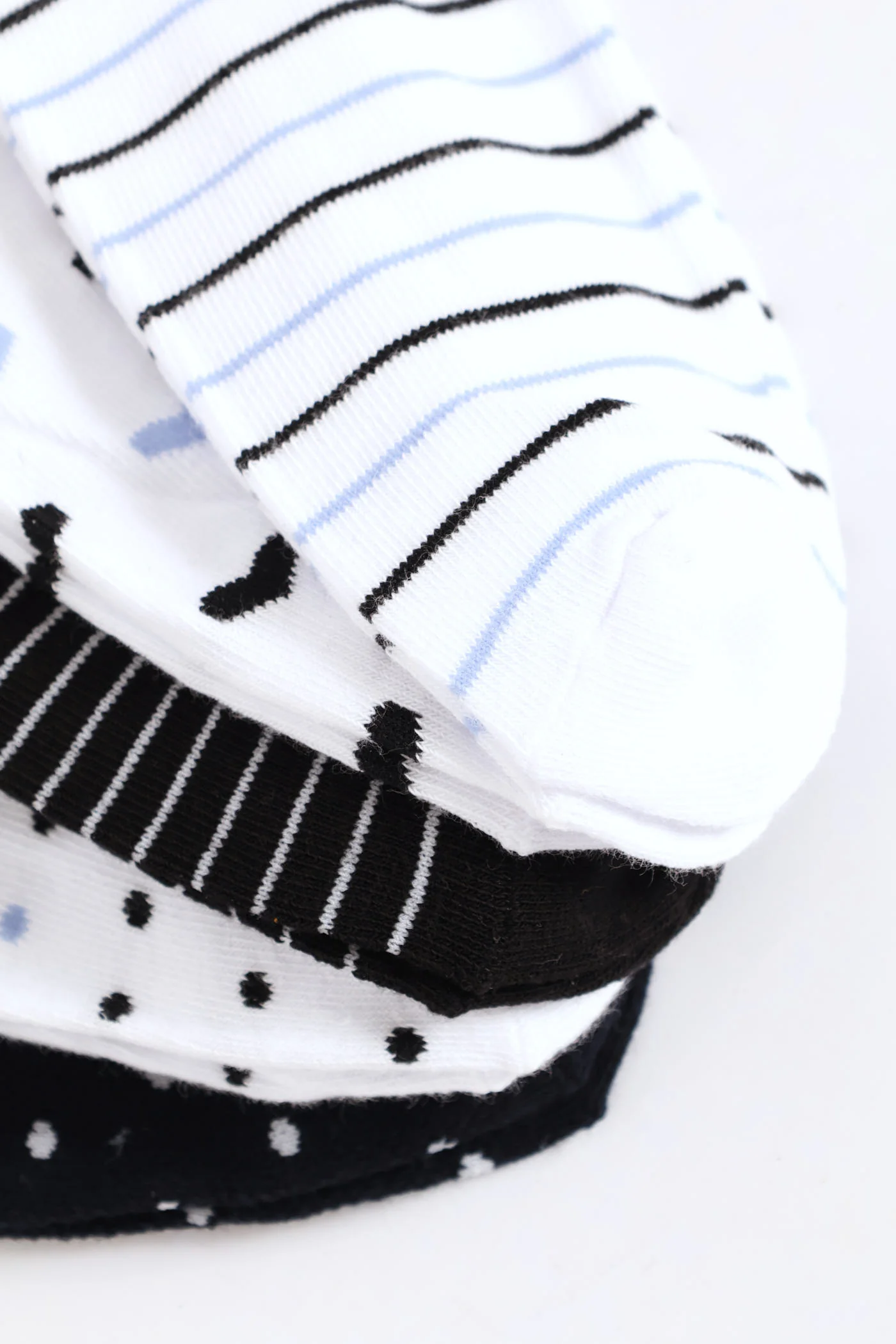 5 Pack Hearts & Spots Low Cut Fashion Socks - White/Navy - Image 3