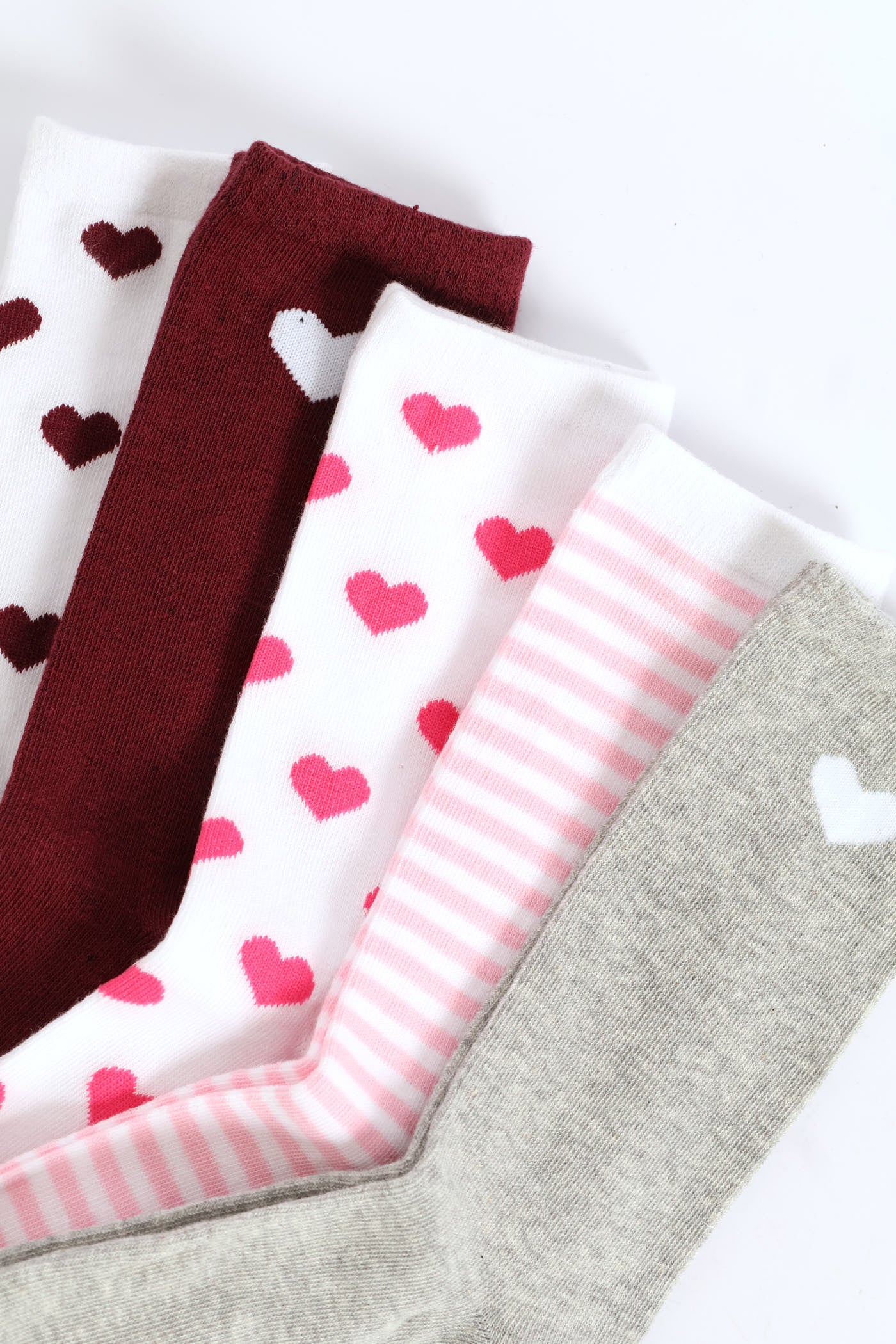 5 Pack Hearts Crew Socks - Multi - Image 3