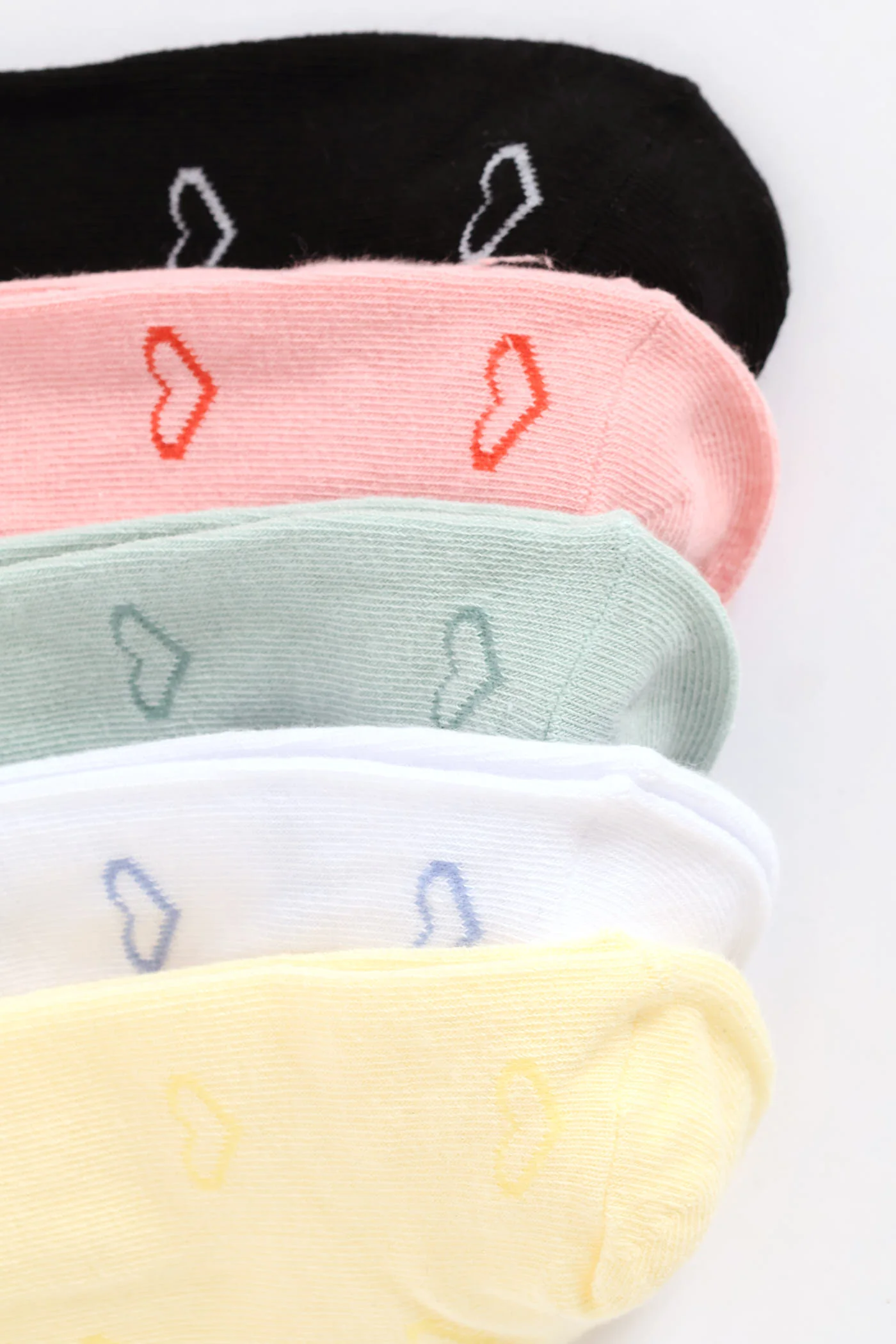 5 Pack Hearts Low Cut Fashion Socks - Multi - Image 3