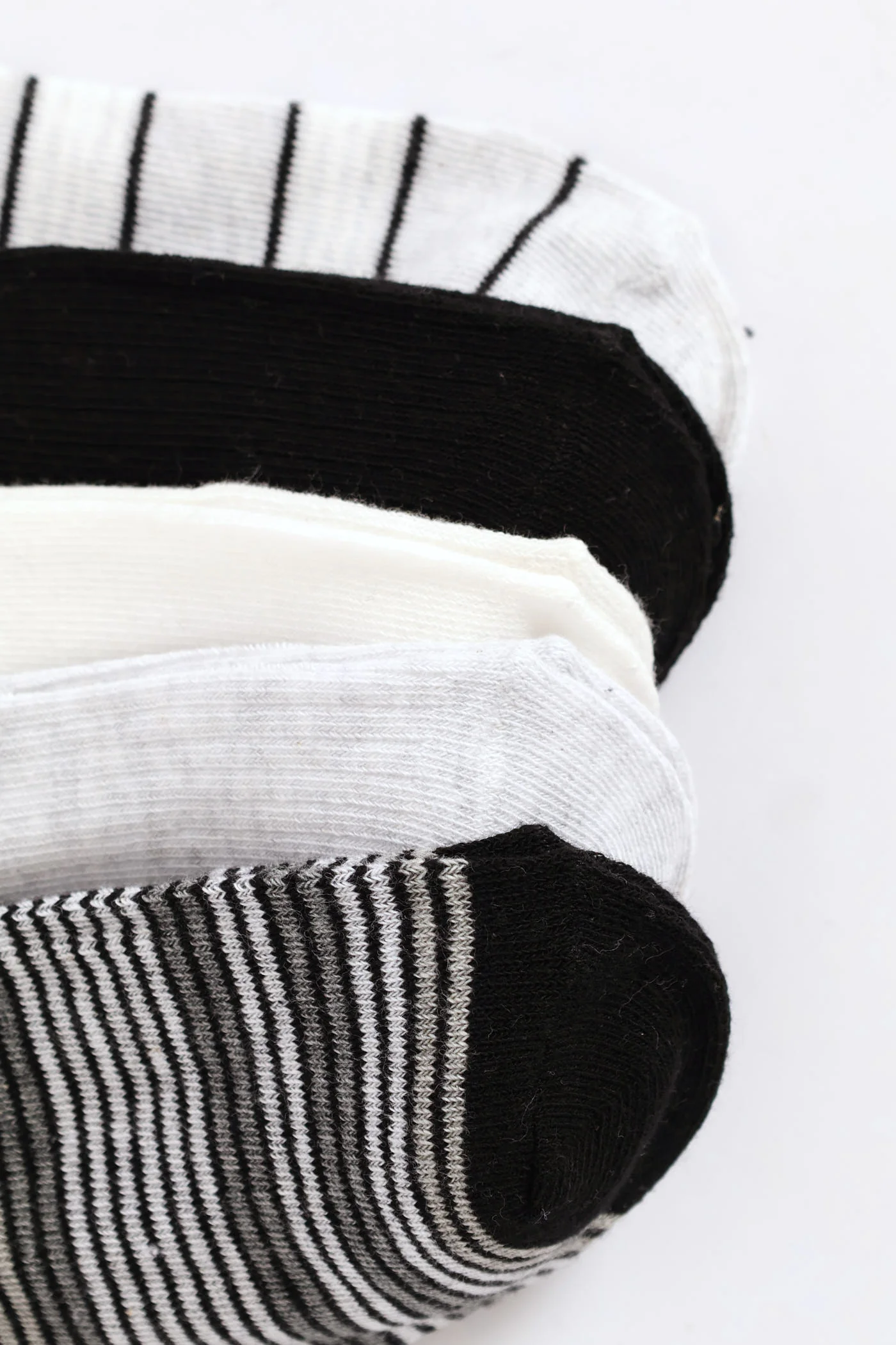 5 Pack Mono Stripes Low Cut Fashion Socks - Black/Grey - Image 3