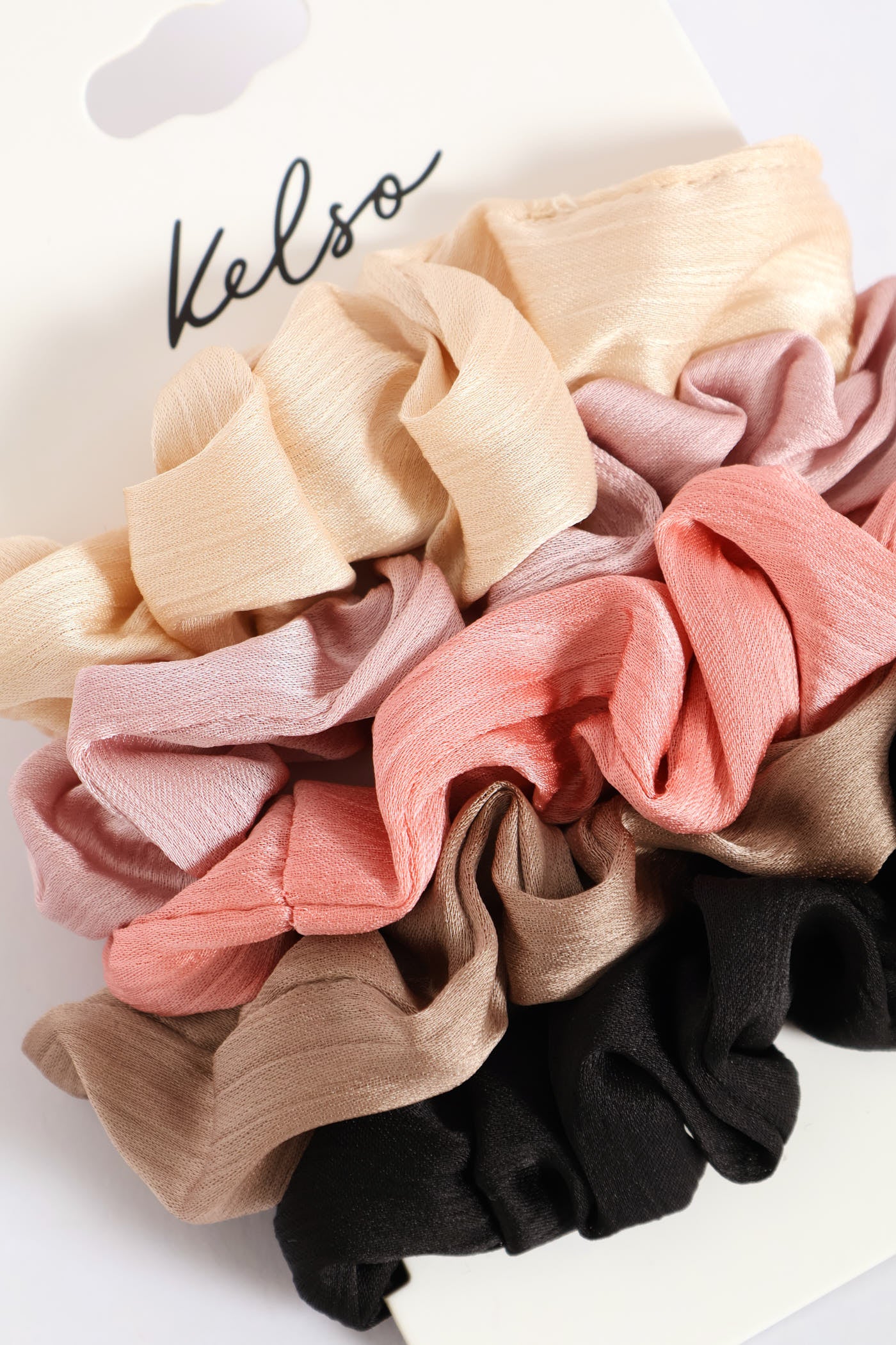 5 Pack Text Hair Scrunchies - Multi - Image 3