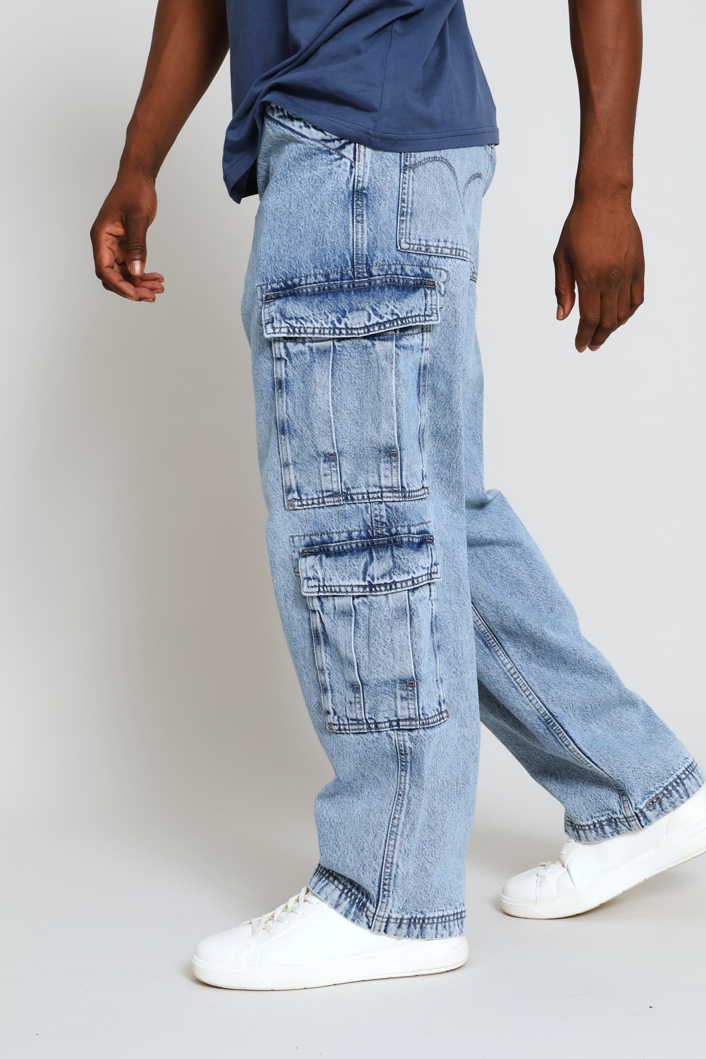 578 Joyful Clouds Baggy Cargo Denim - Blue - Image 2