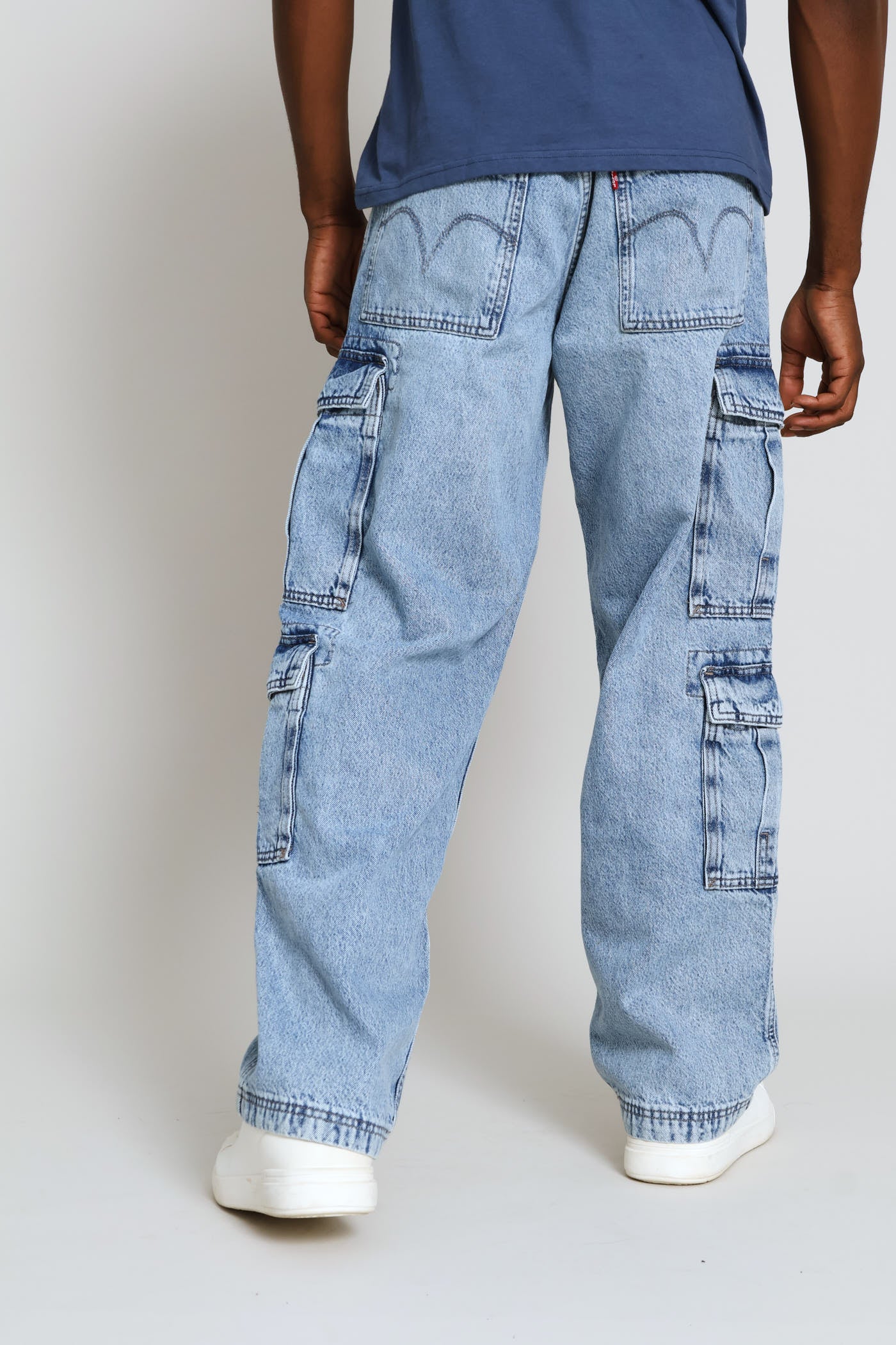 578 Joyful Clouds Baggy Cargo Denim - Blue - Image 7