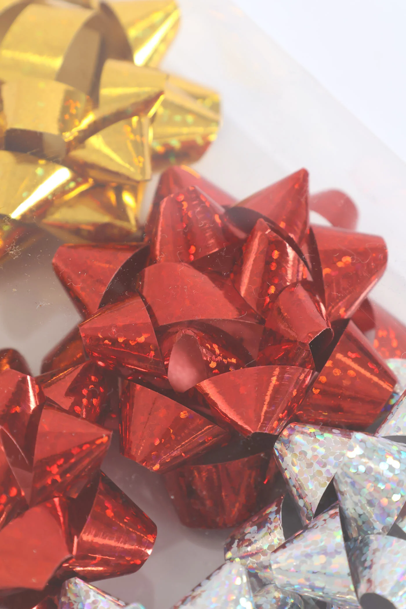 6 Pack Gold Red Silver Ribbon Stars - Multi - Image 2
