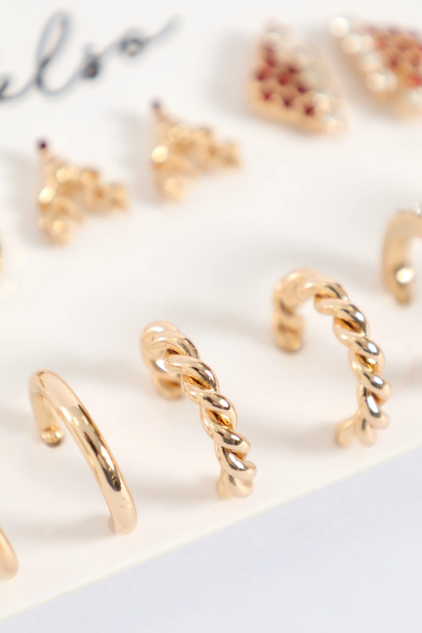 6 Pack Reindeer & Hoop Earrings - Gold - Image 4