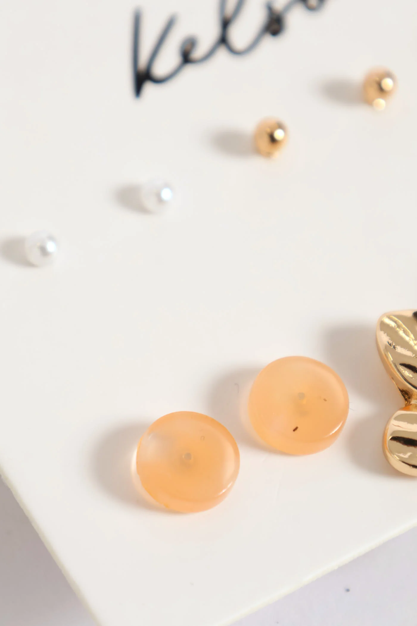 6 Pack Resin Stud & Hoop Earrings - Gold - Image 3