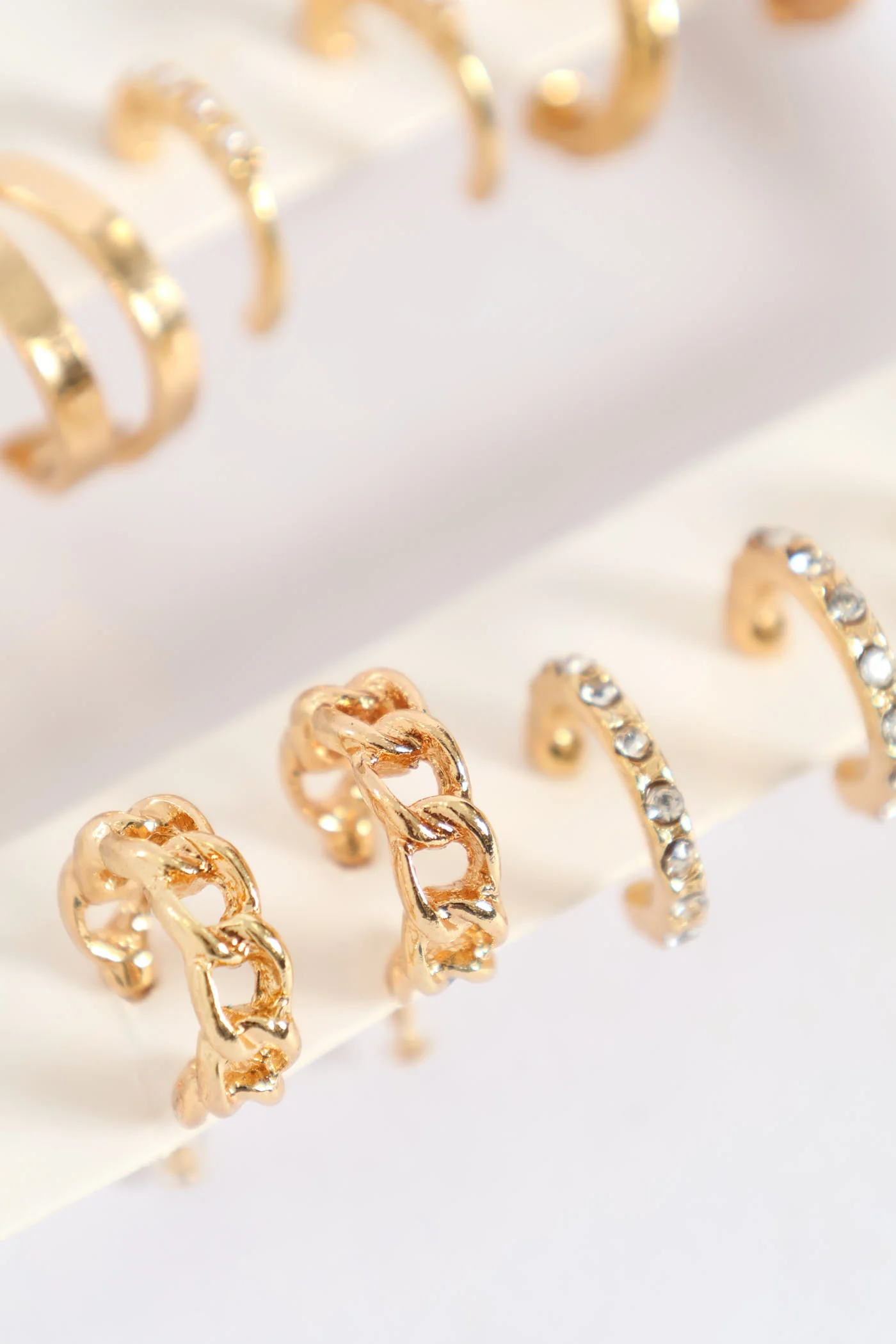 6 Pack Small Hoop Earrings - Gold - Image 3