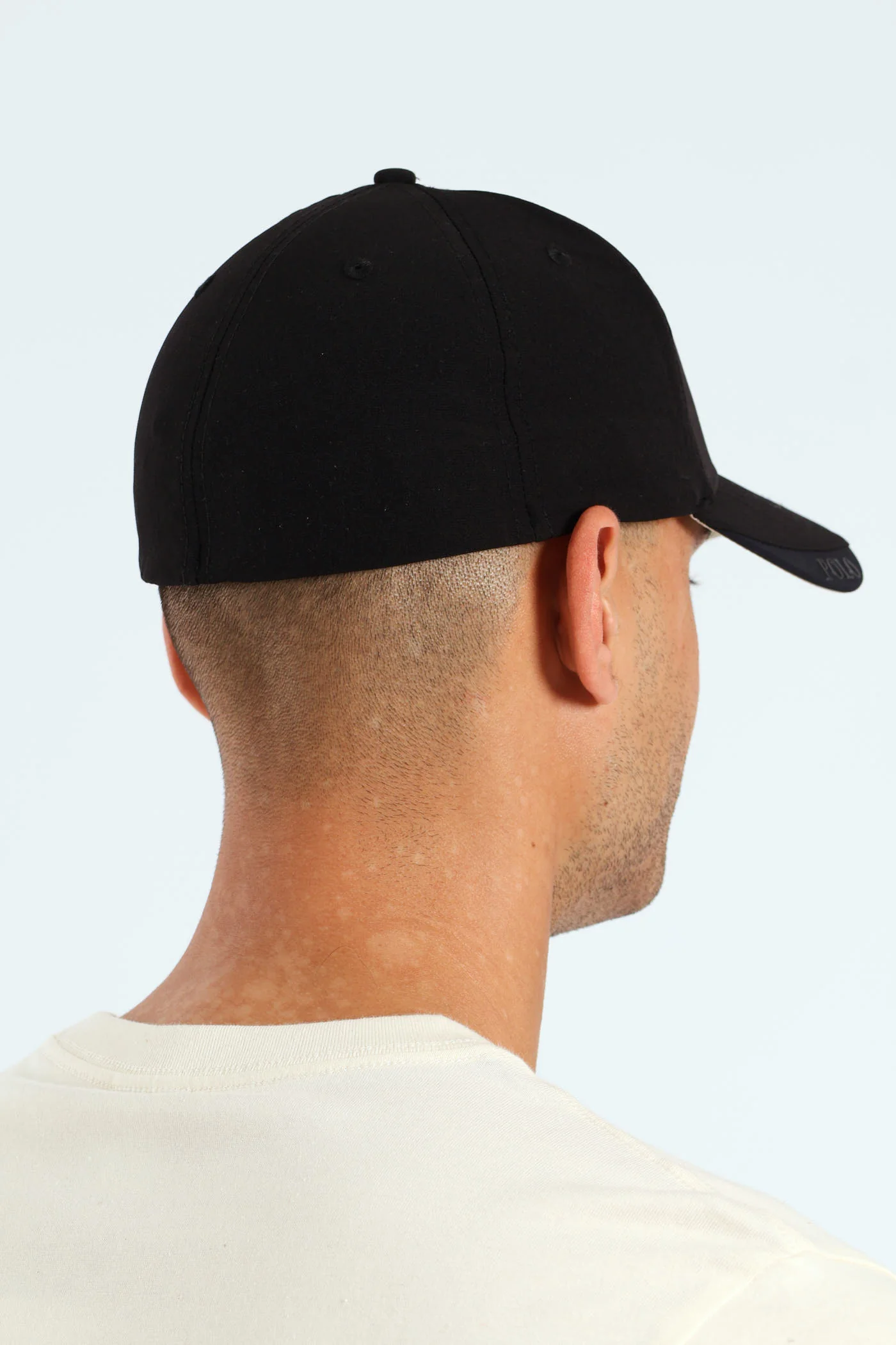 6 Panel Metal Pony Fitted Peak Cap - Black - Image 3