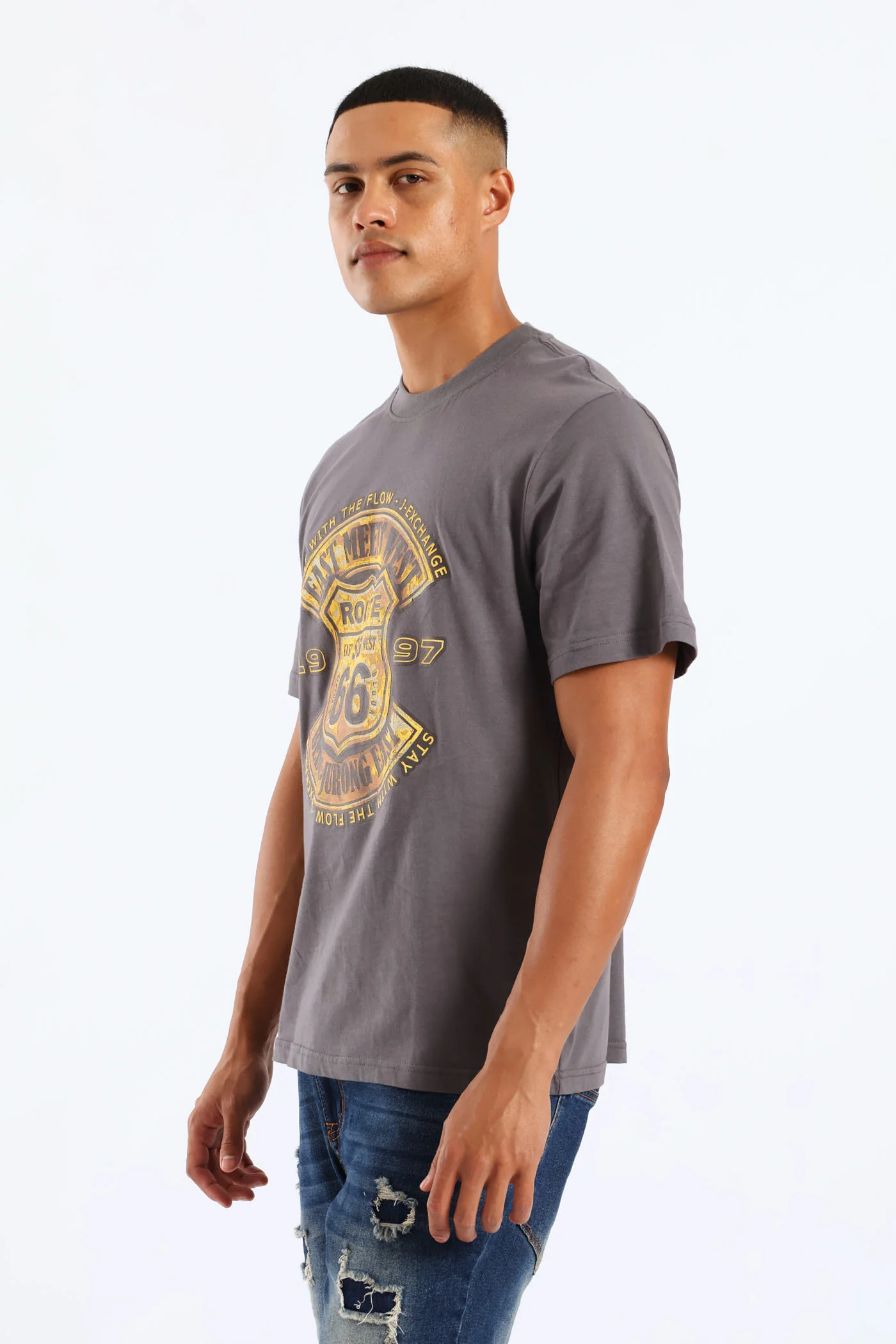 66 Bronze Hd Front Print Tee - Grey - Image 7