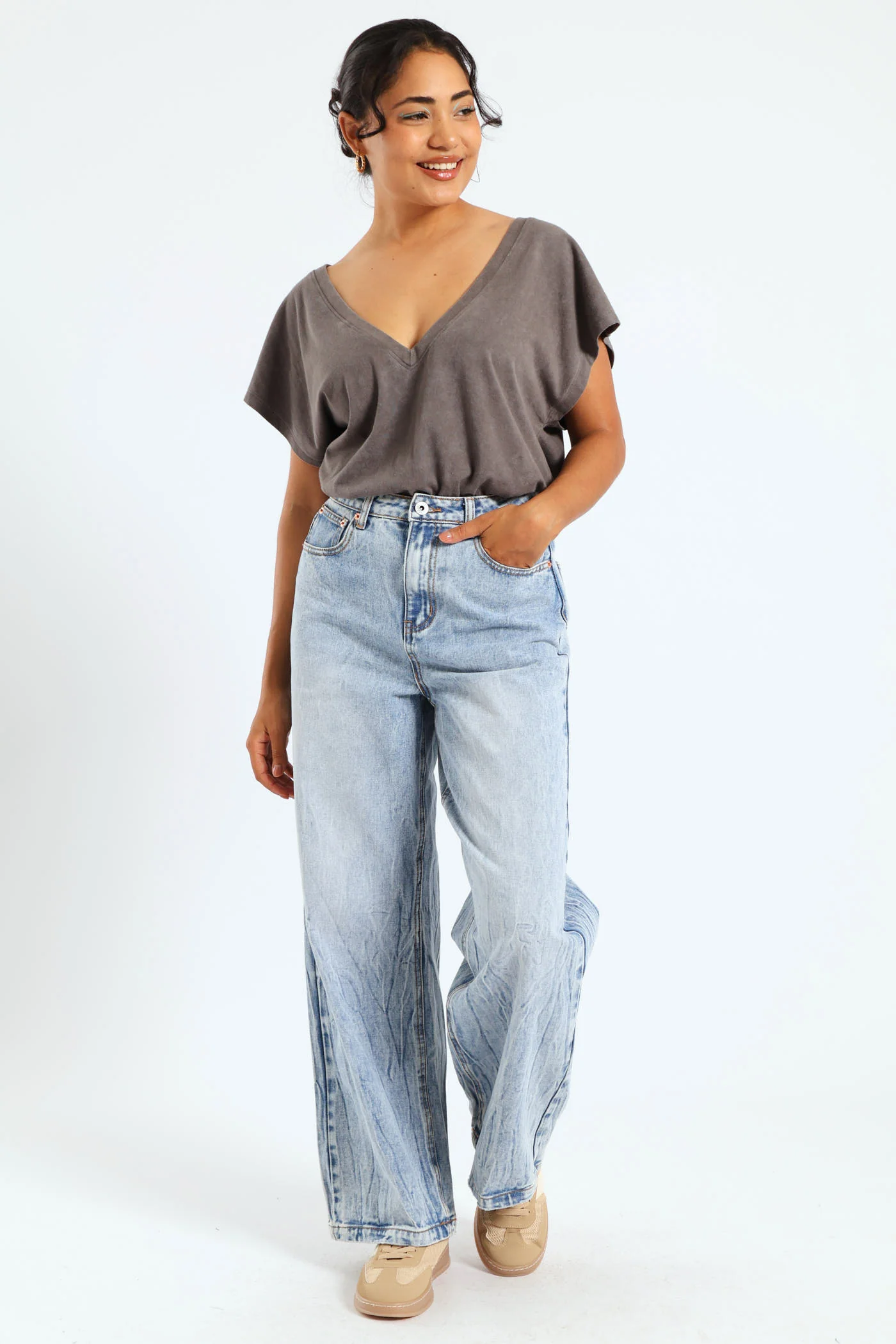 90'S Crop Straight Leg Denim - Light Wash - Image 2