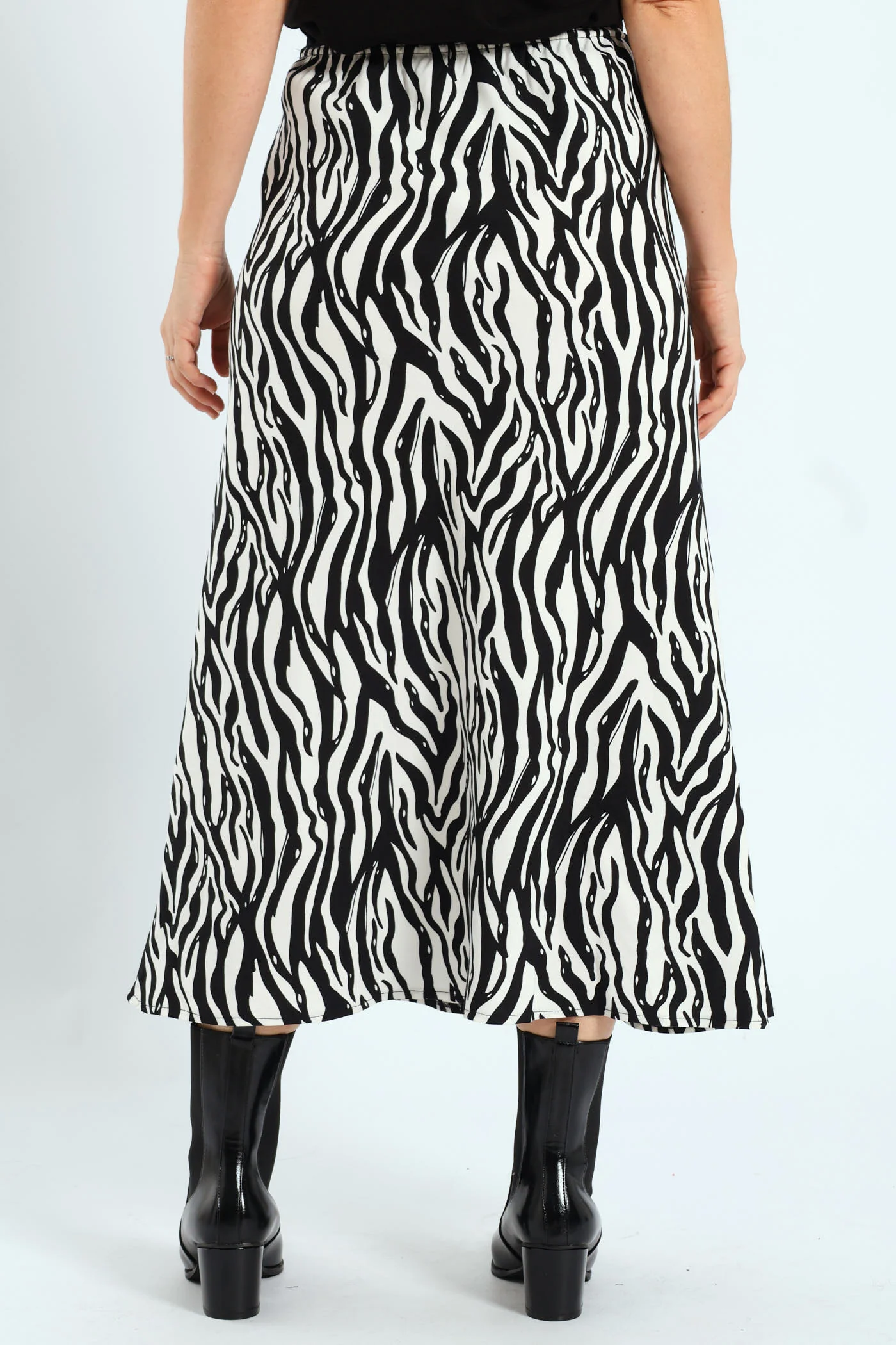 A-Line Zebra Midaxi Skirt - Cream/Black - Image 4