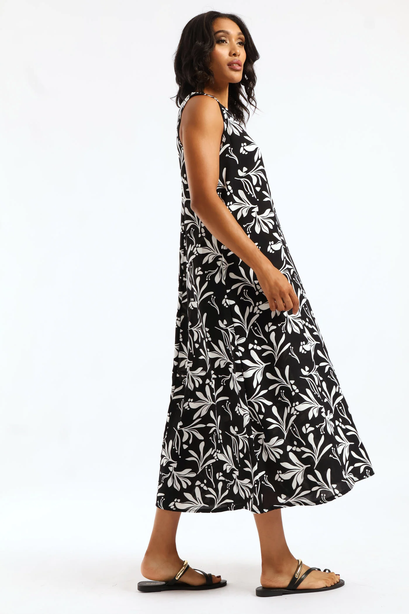 A-Line Midaxi Dress - Black/White - Image 3