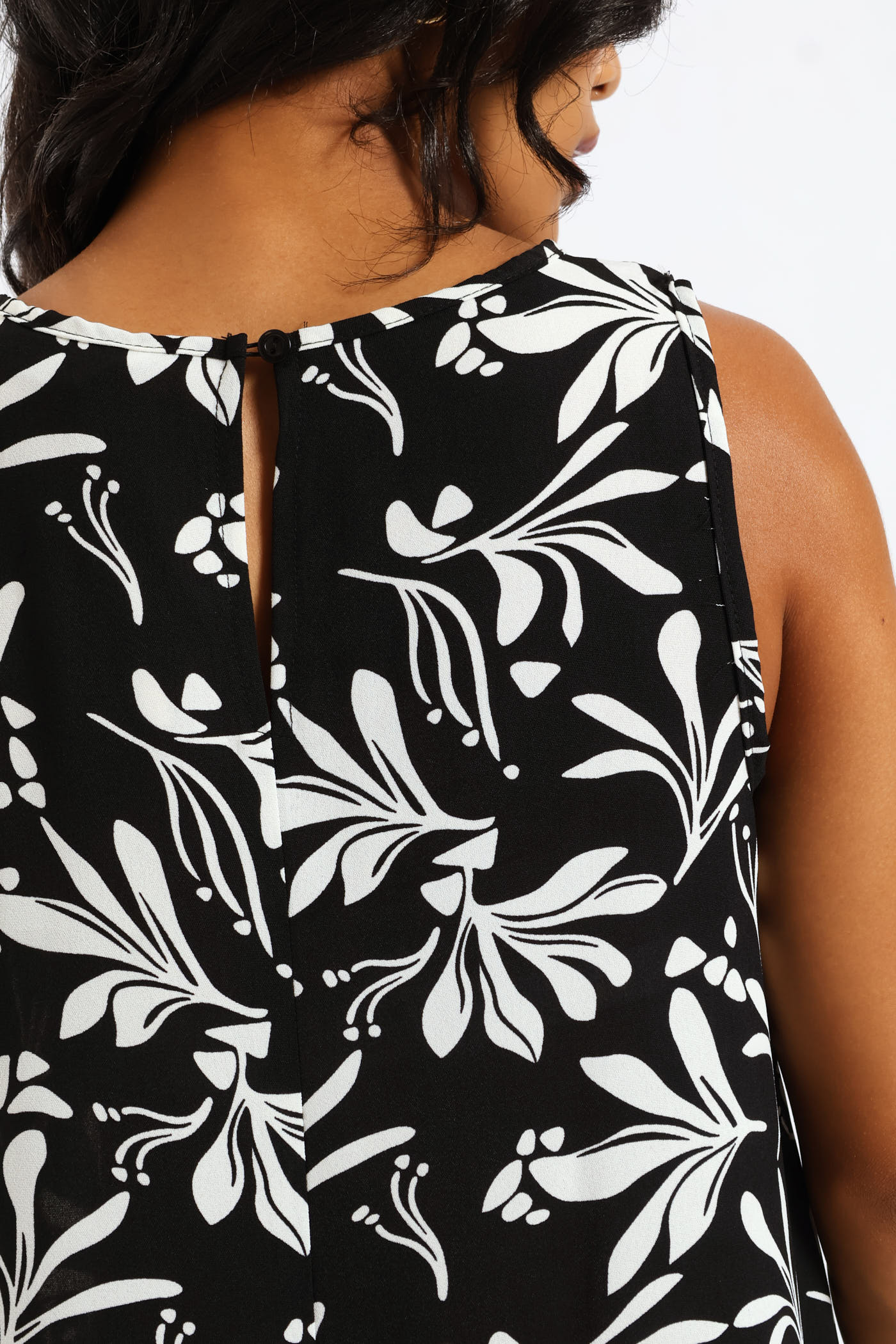 A-Line Midaxi Dress - Black/White - Image 4