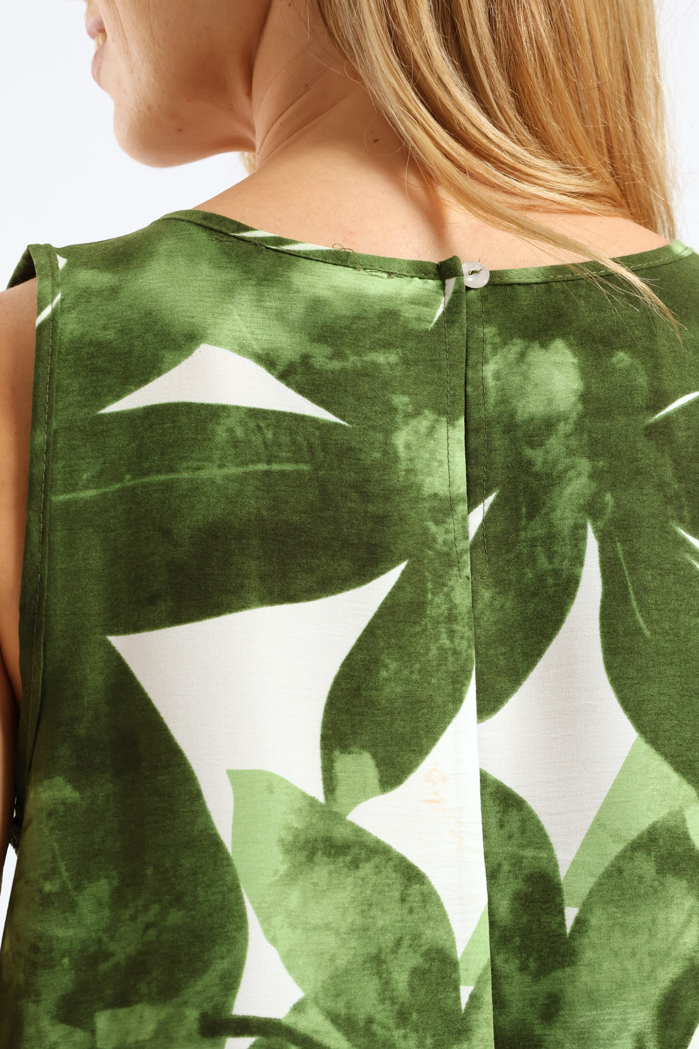 A-Line Midaxi Dress - White/Green - Image 3