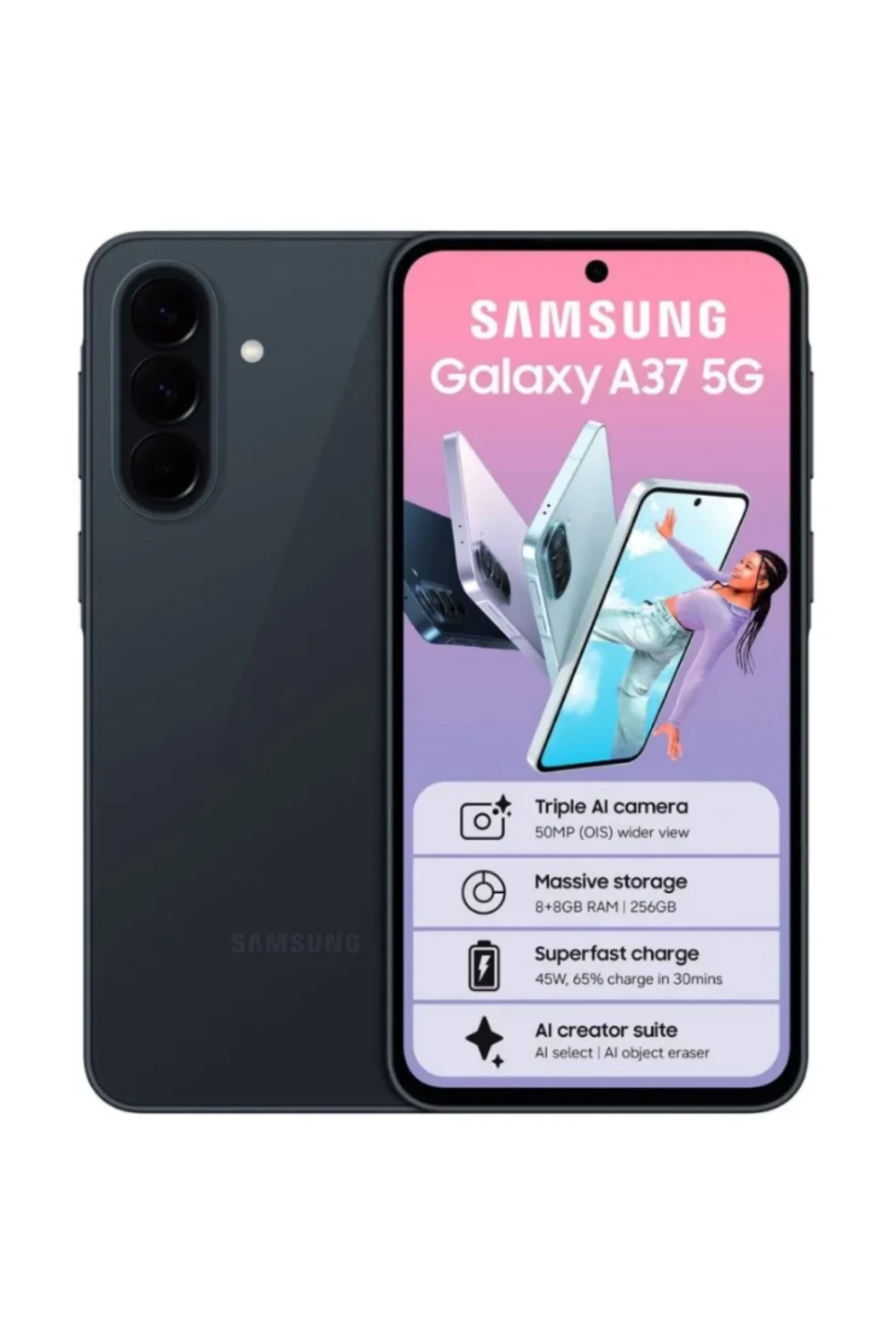 A37 256GB 5G Dual Sim Cellphone - Grey - Image 4