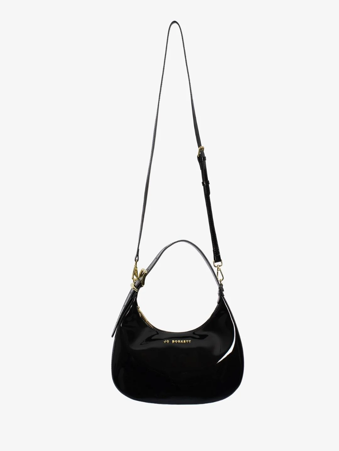 Abby Patent Leather Scooped Bag - Black - Image 2