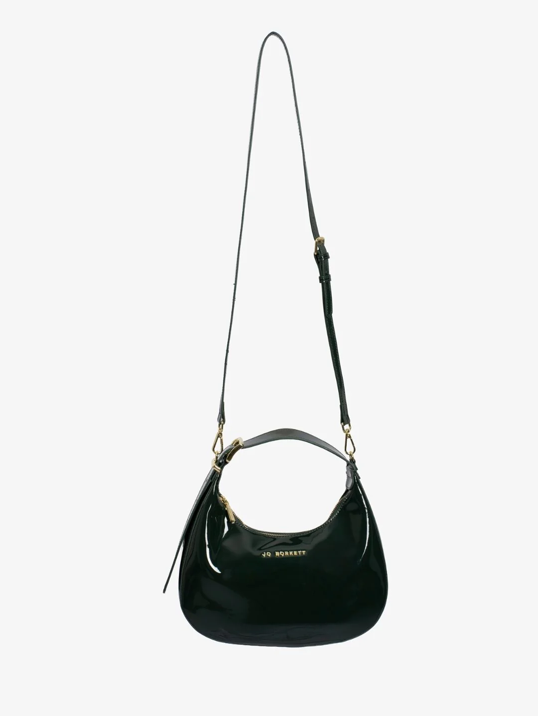 Abby Patent Leather Scooped Bag - Bottle Green - Image 2