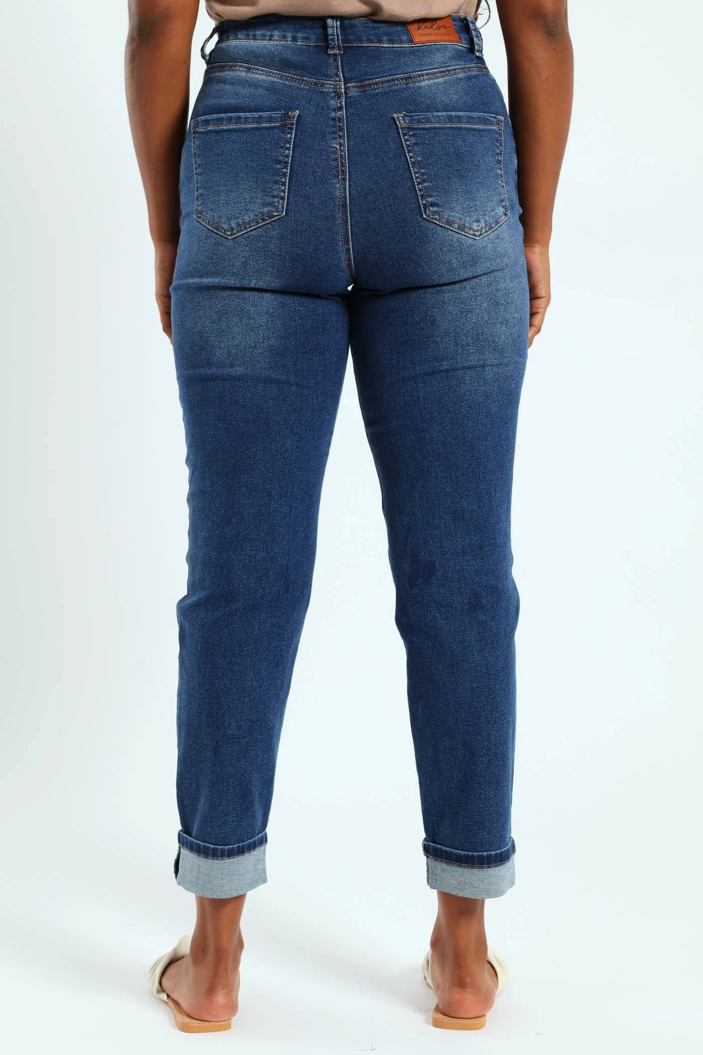 Abraised Turnup Cigarette Jean - Dark Wash - Image 5