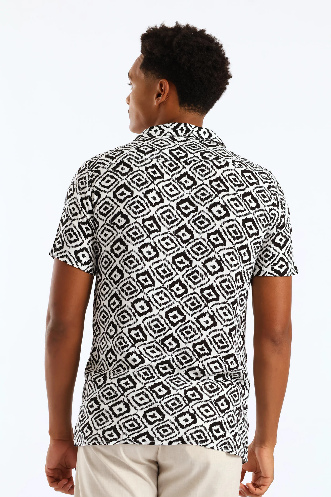 Abstract Aztec Viscose Shirt - Black/White - Image 4