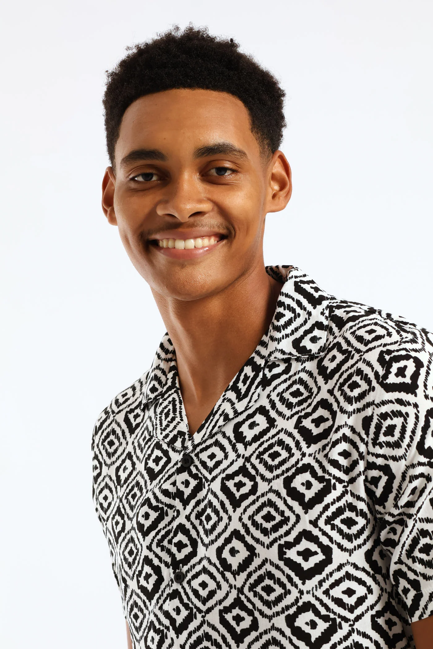 Abstract Aztec Viscose Shirt - Black/White - Image 5