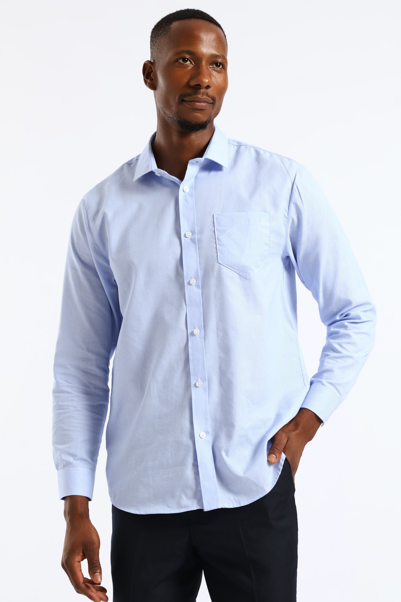Abstract Check Texture Shirt - Light Blue - Image 3