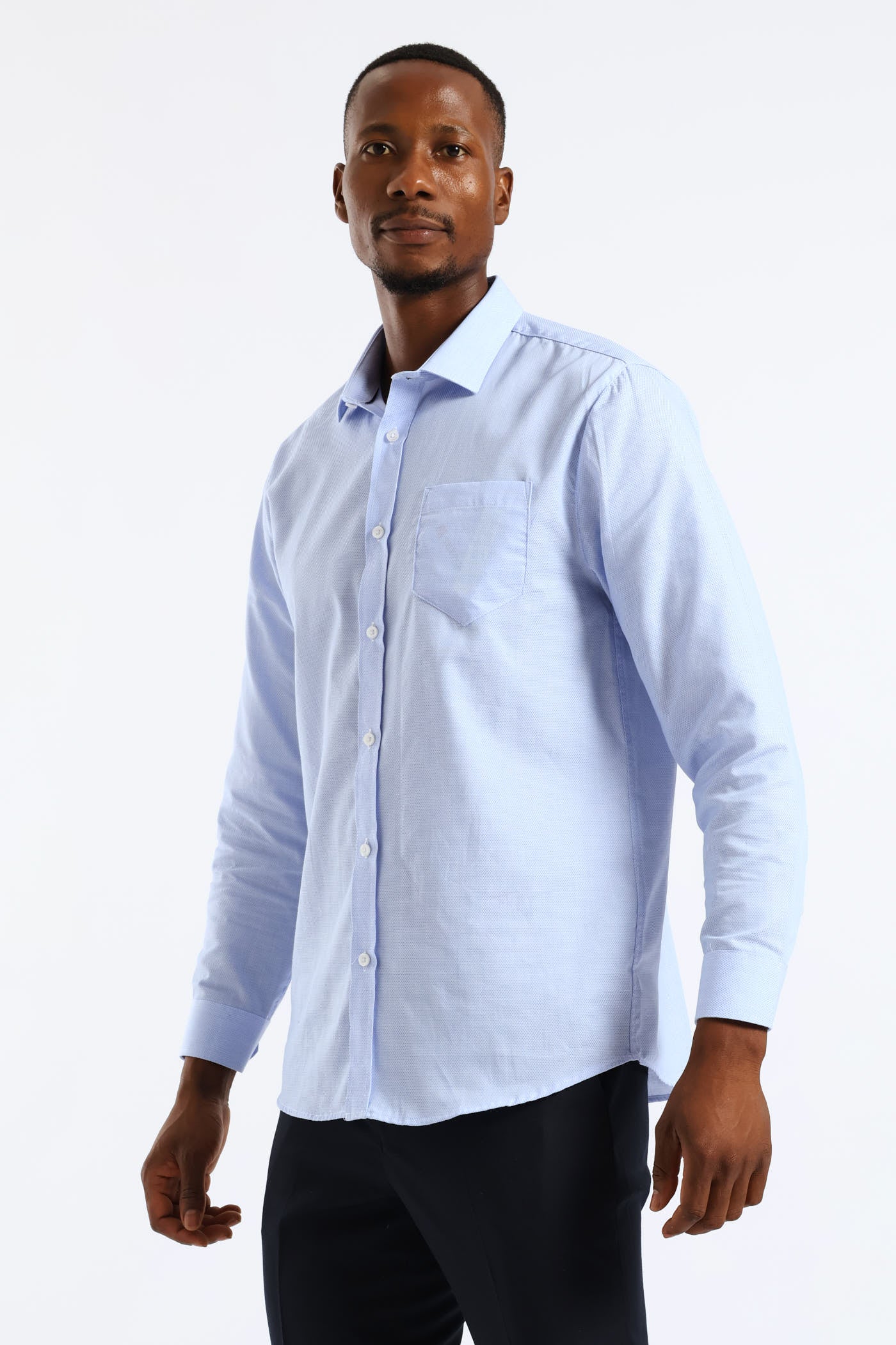 Abstract Check Texture Shirt - Light Blue - Image 4