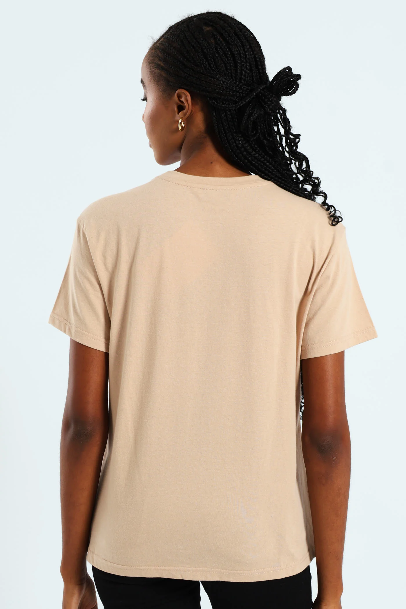 Abstract Faces Foil Tee - Beige - Image 3