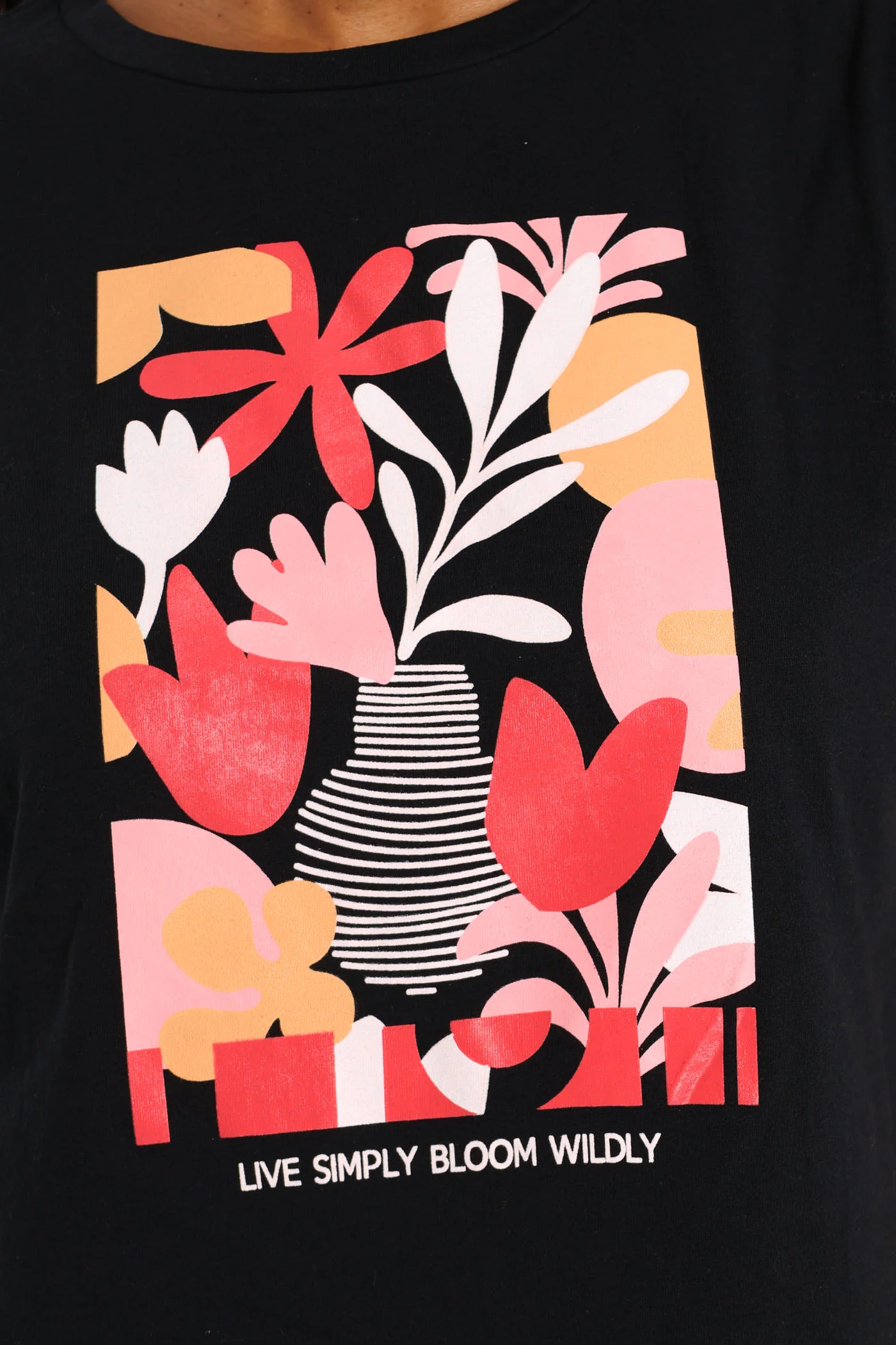 Abstract Floral Frame Tee - Black - Image 2