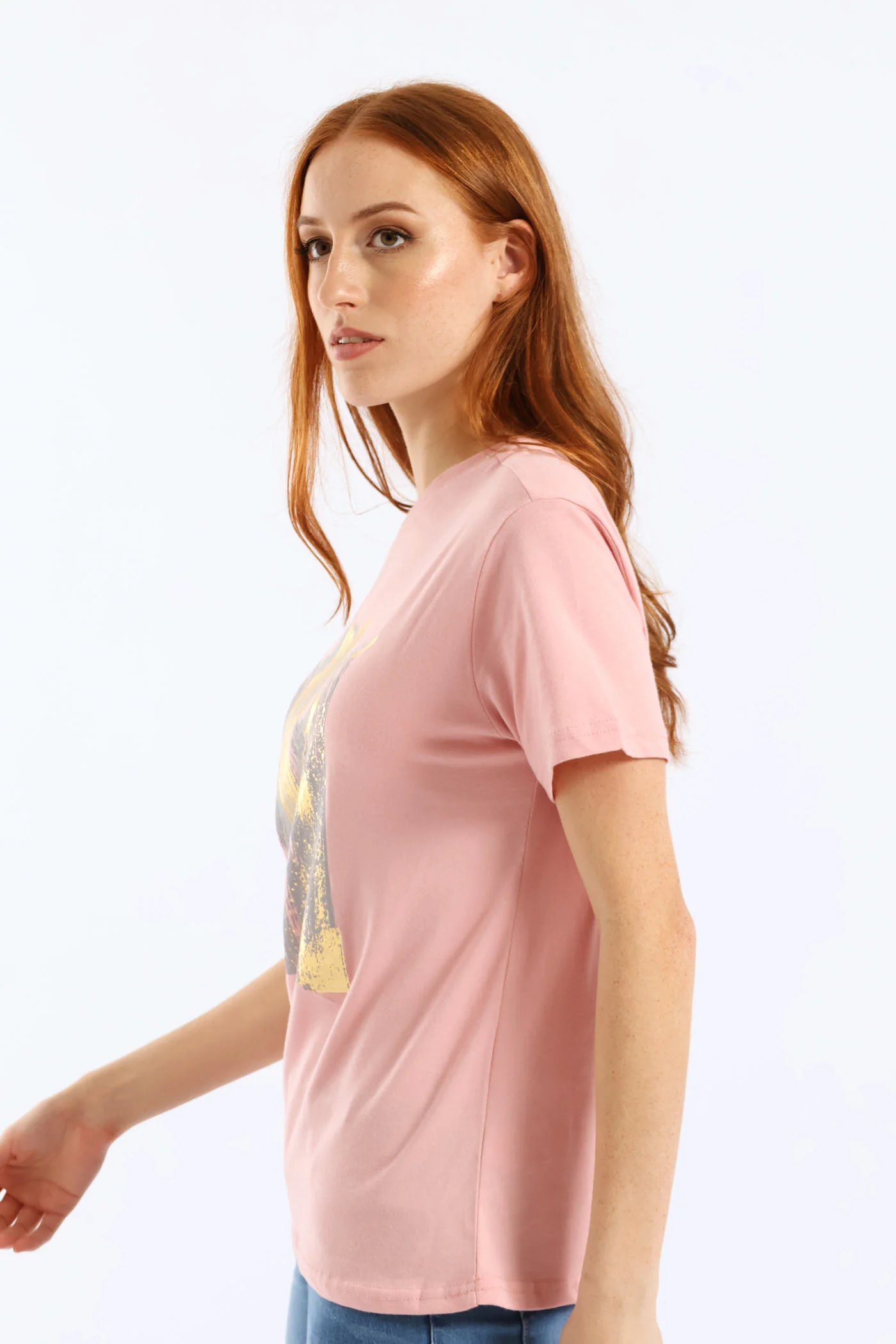 Abstract Foil Brushstrokes Tee - Dusty Pink - Image 3
