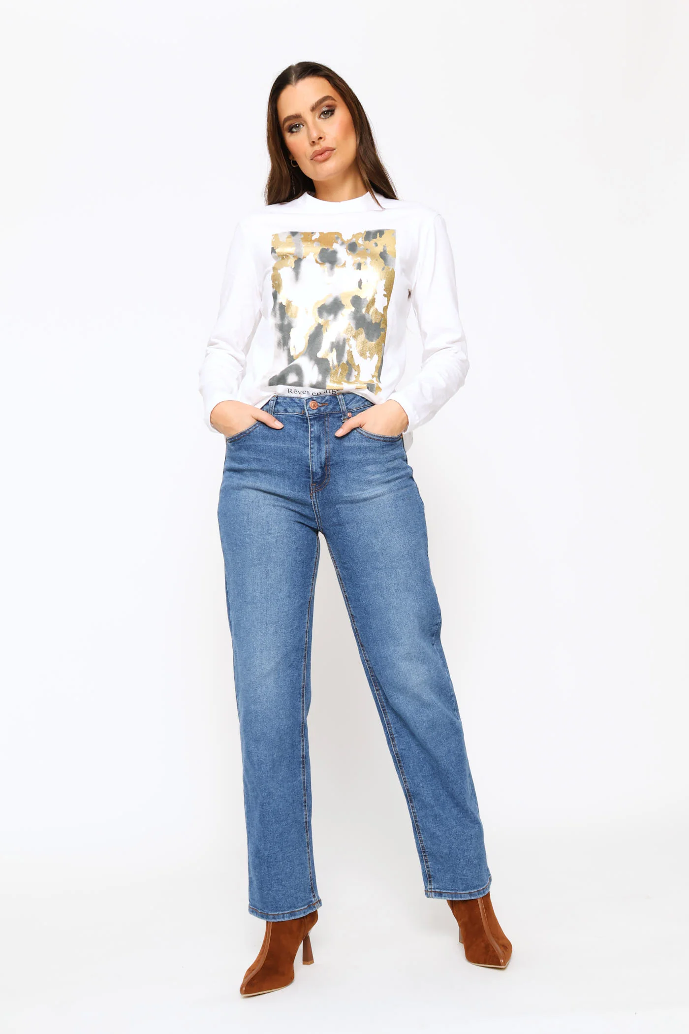 Abstract Foil Screen Tee - White - Image 4