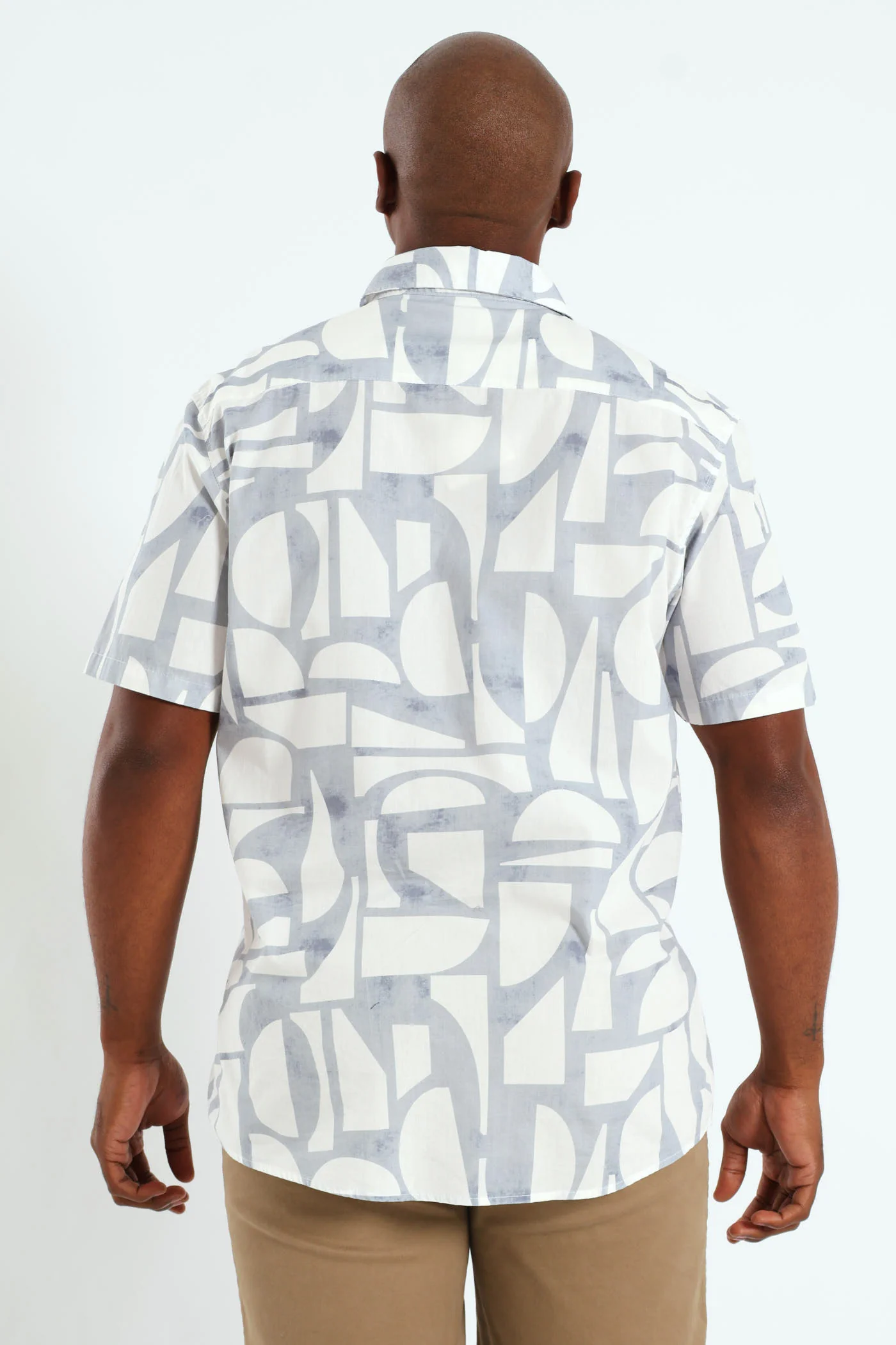Abstract Geo Print Shirt - White - Image 3