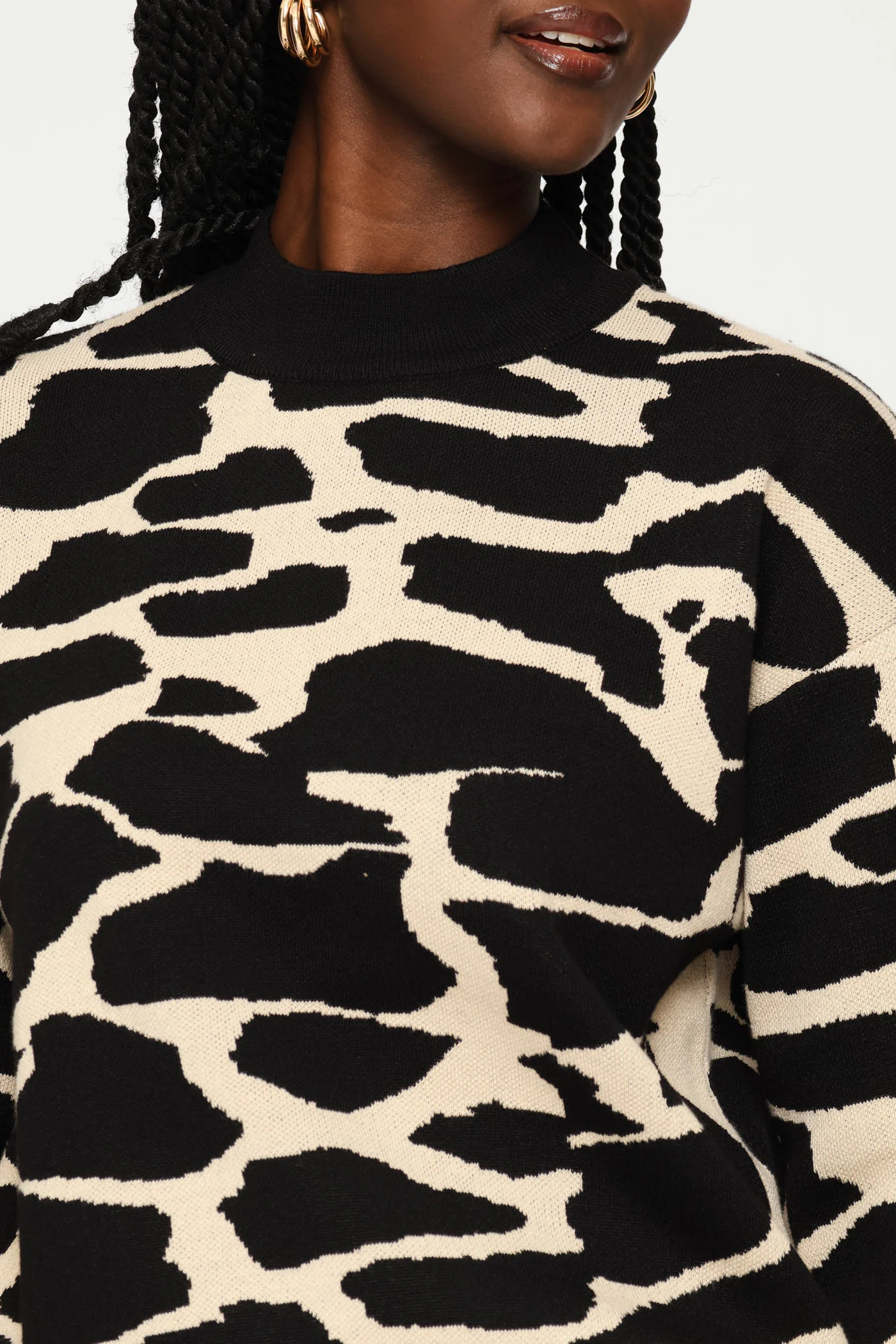 Abstract Monochrome Pullover - Black - Image 2
