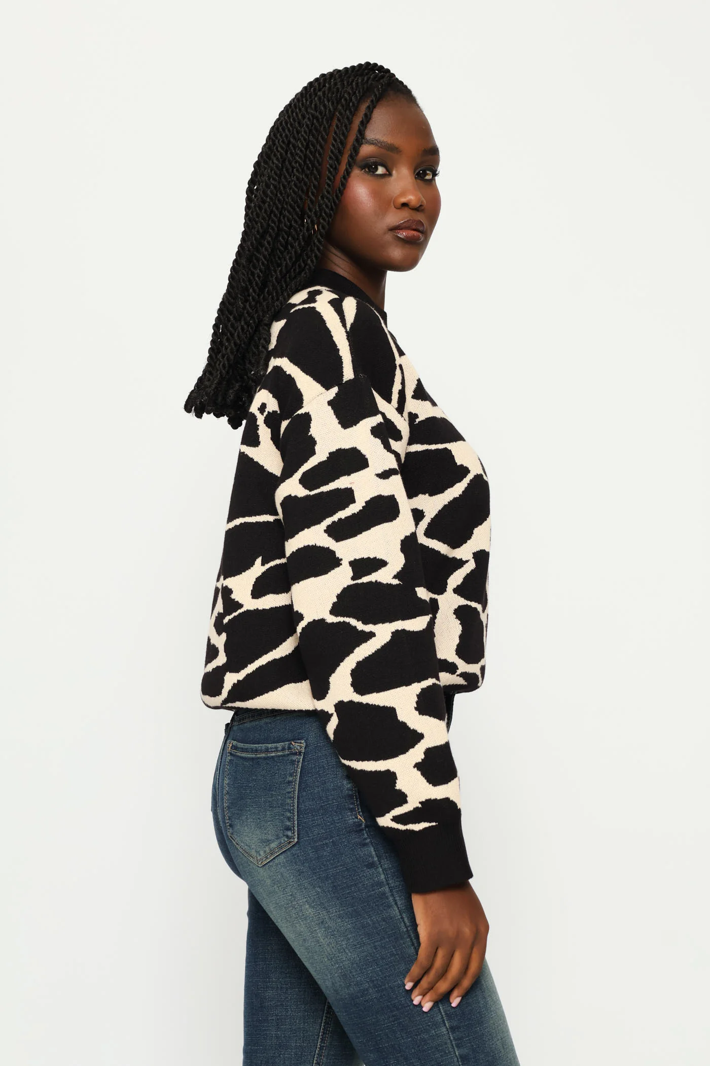 Abstract Monochrome Pullover - Black - Image 4
