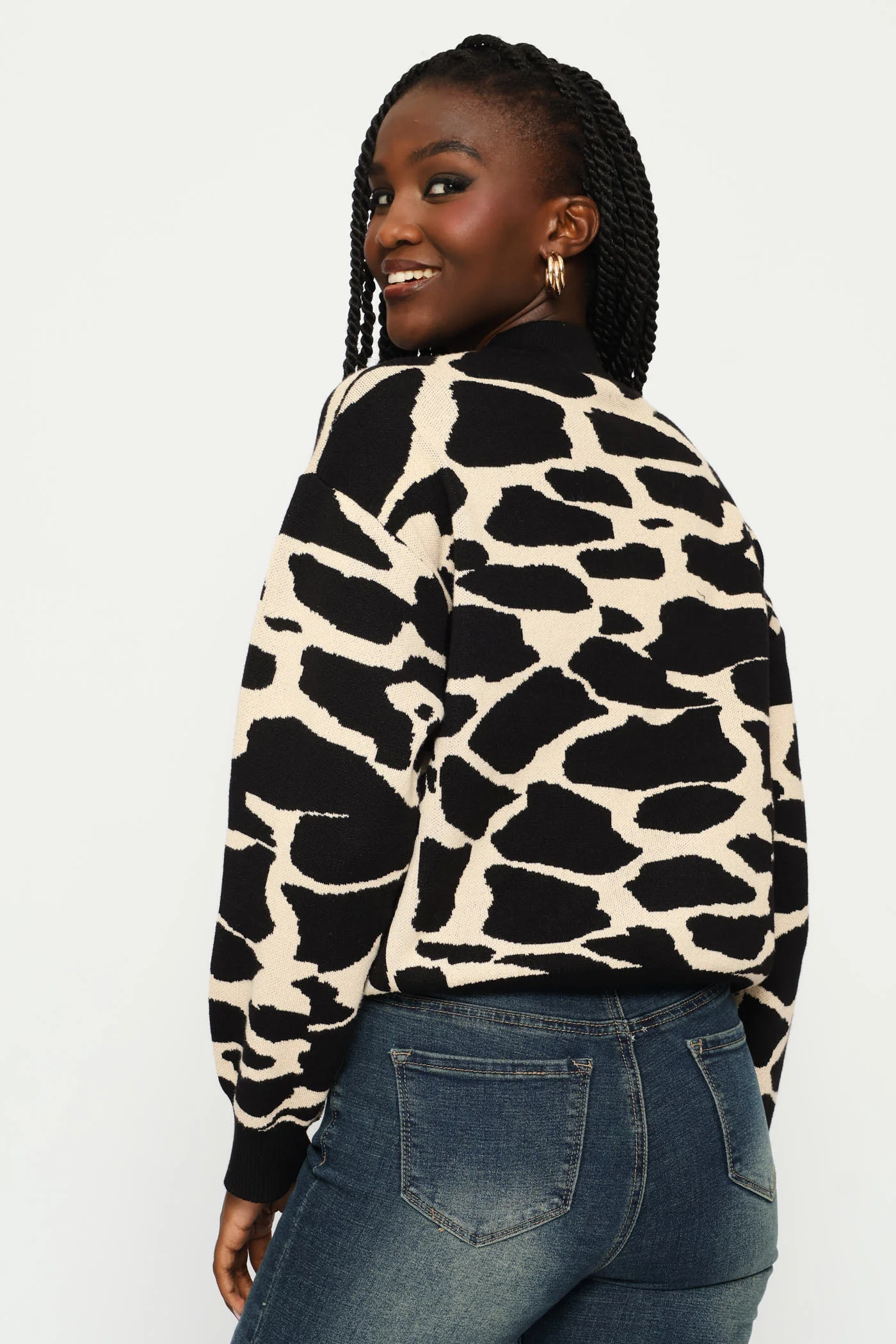 Abstract Monochrome Pullover - Black - Image 5