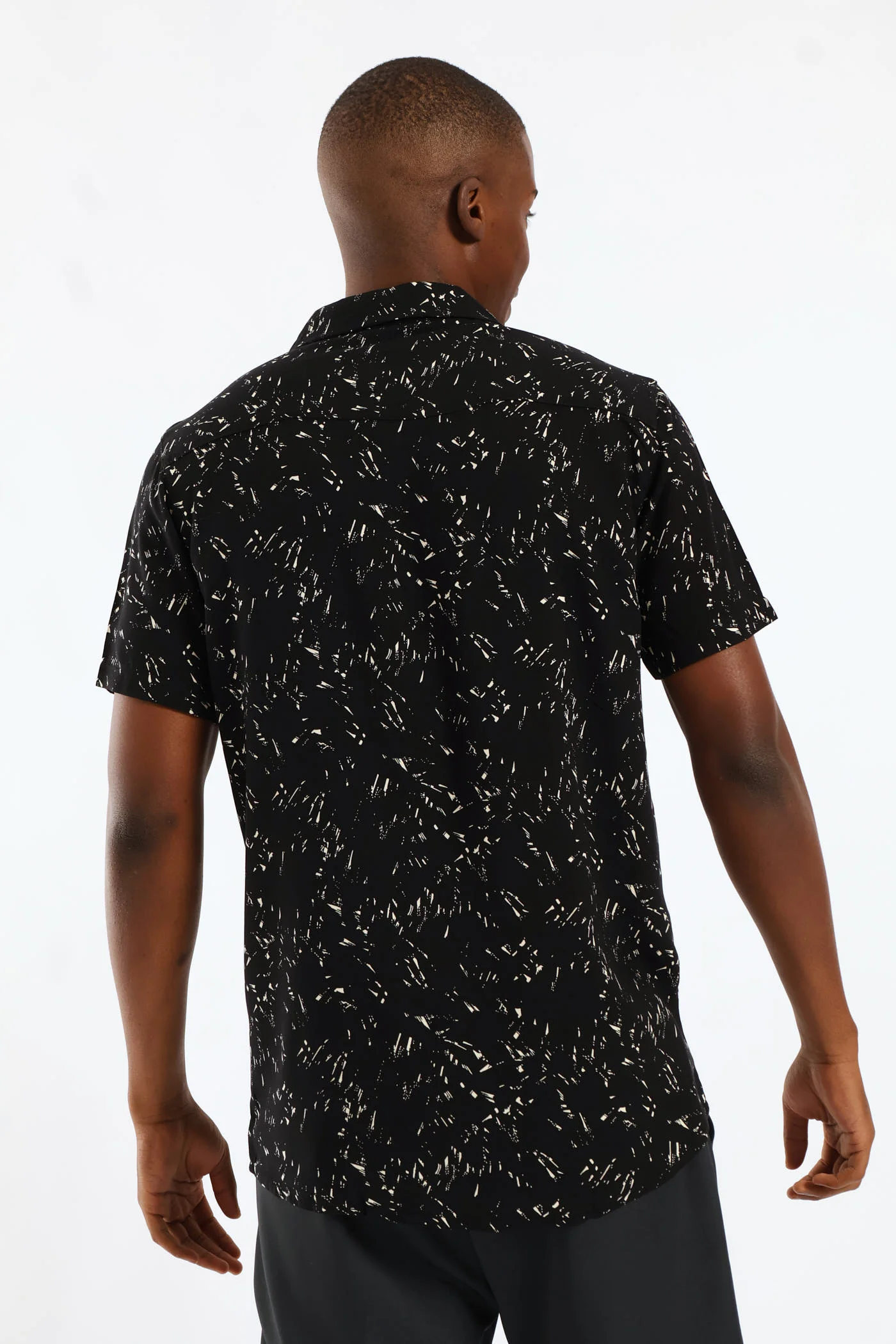 Abstract Splatter Viscose Shirt - Black/Beige - Image 2