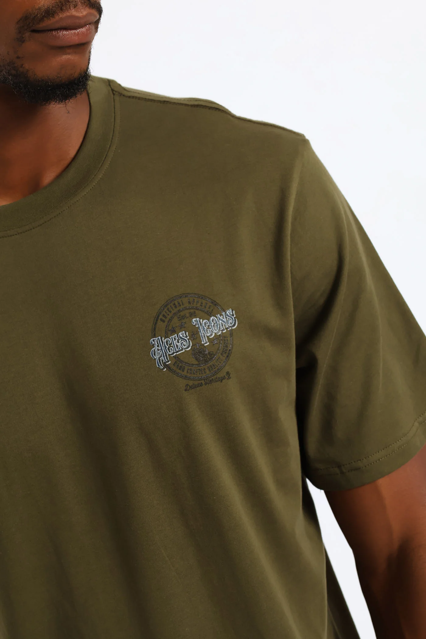 Aces Jeans Front & Back Tee - Olive - Image 2