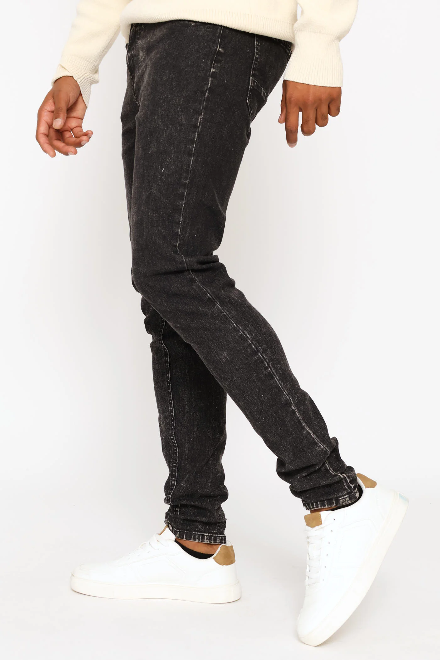 Acid Wash Skinny Denim - Black - Image 2