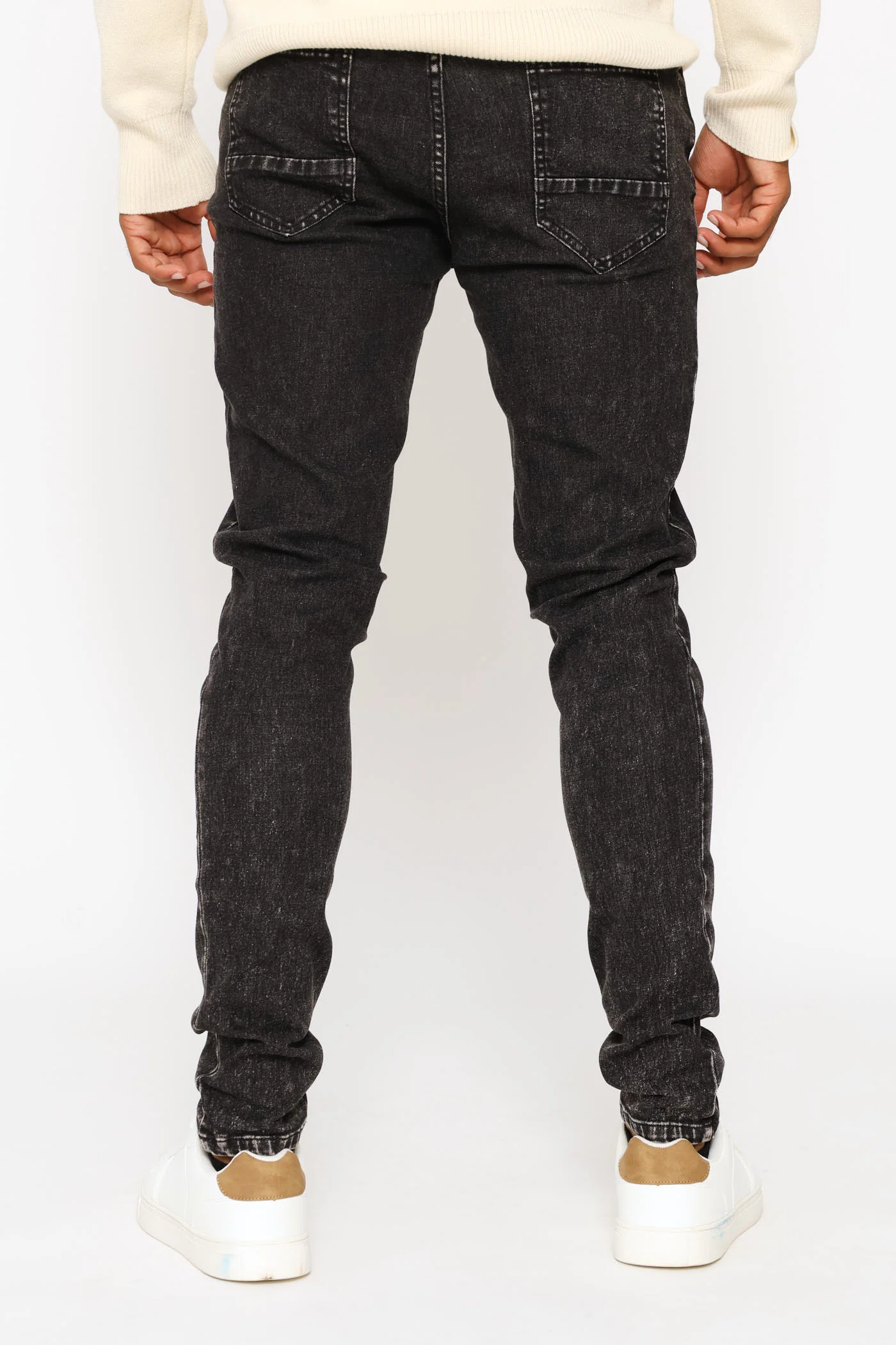 Acid Wash Skinny Denim - Black - Image 4