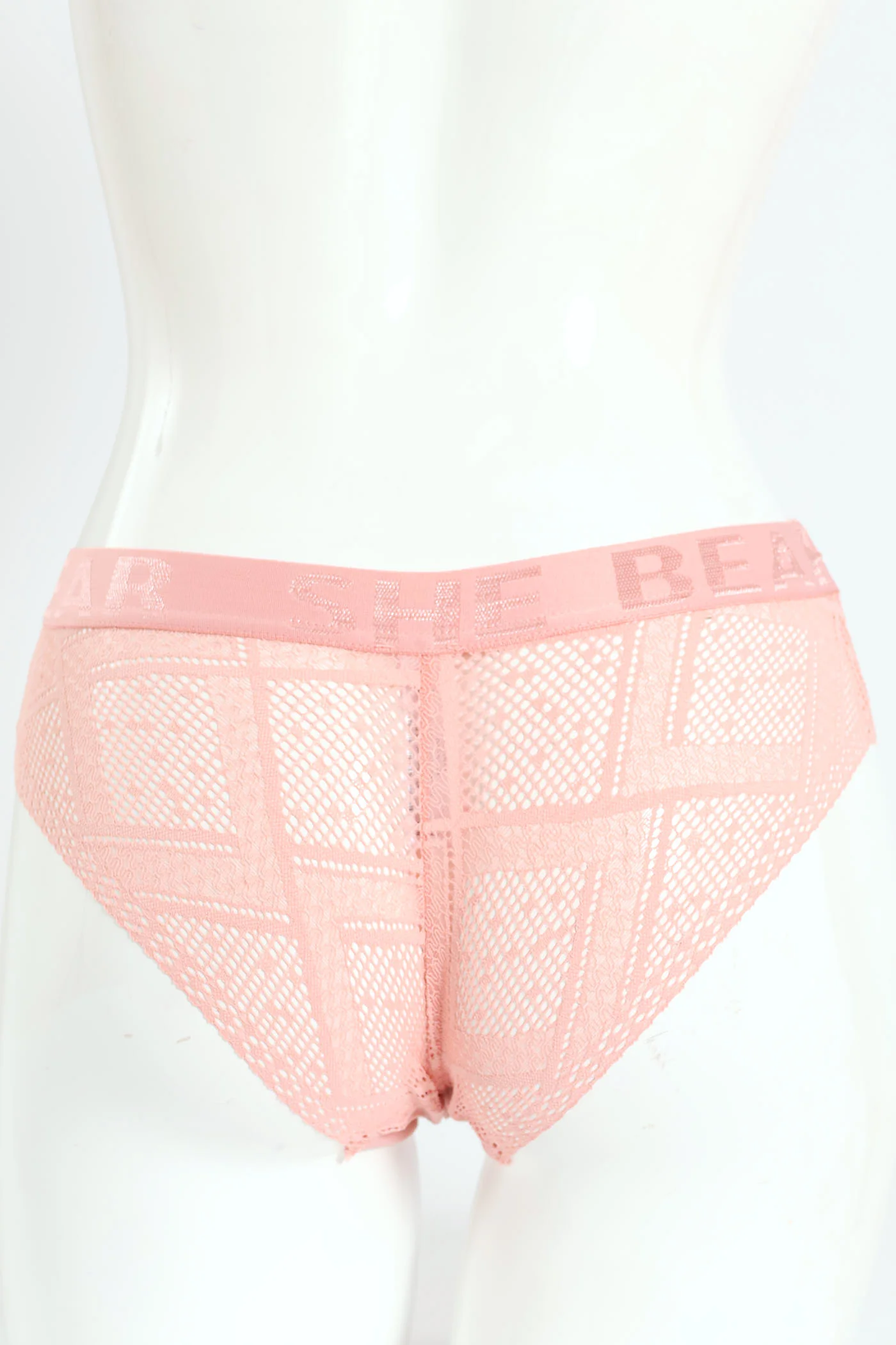 Active Lace Bikini Panties With Jacquard Elastic Band - Pink - Image 4