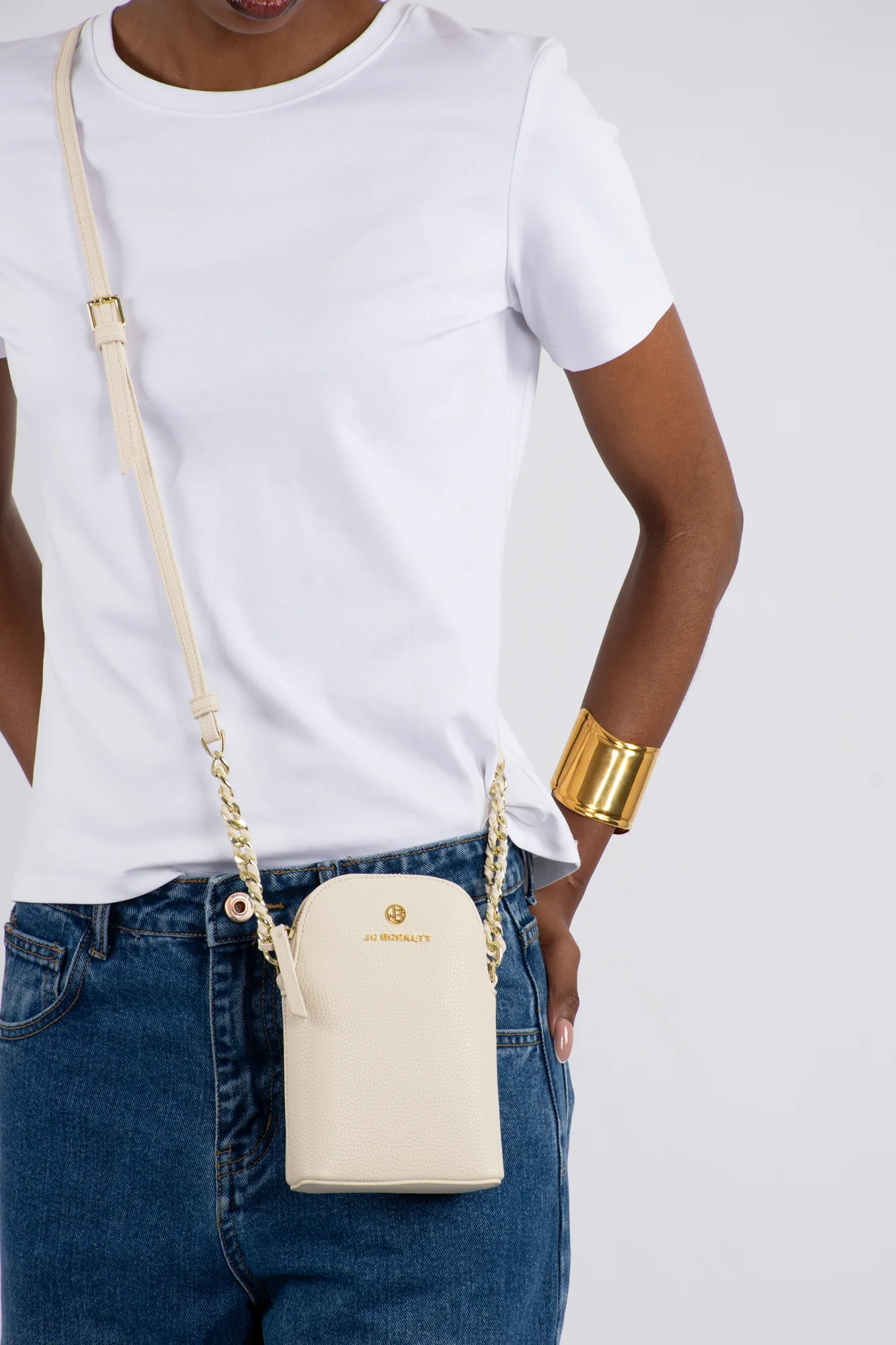 Alex Logo Cellphone Crossbody Pouch - Cream - Image 2
