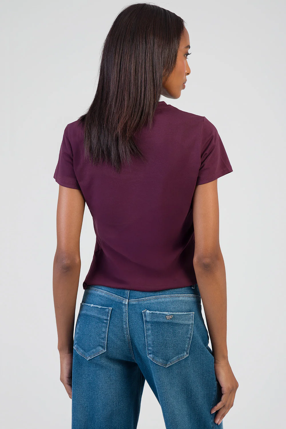 All Eyes On You Stud & Bling Regular T-Shirt - Burgundy - Image 4