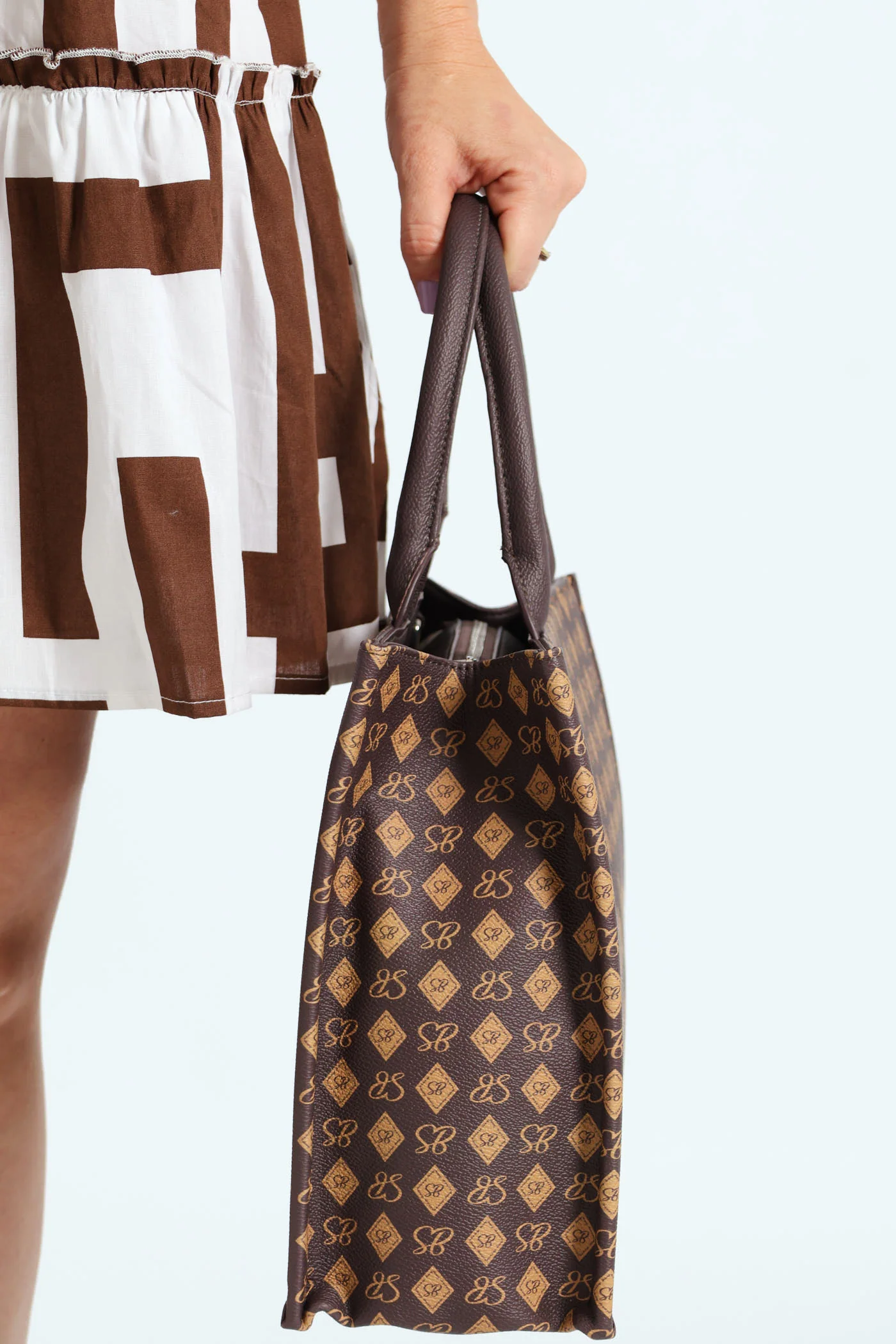 All Over Print Shopper Bag - Brown - Image 3
