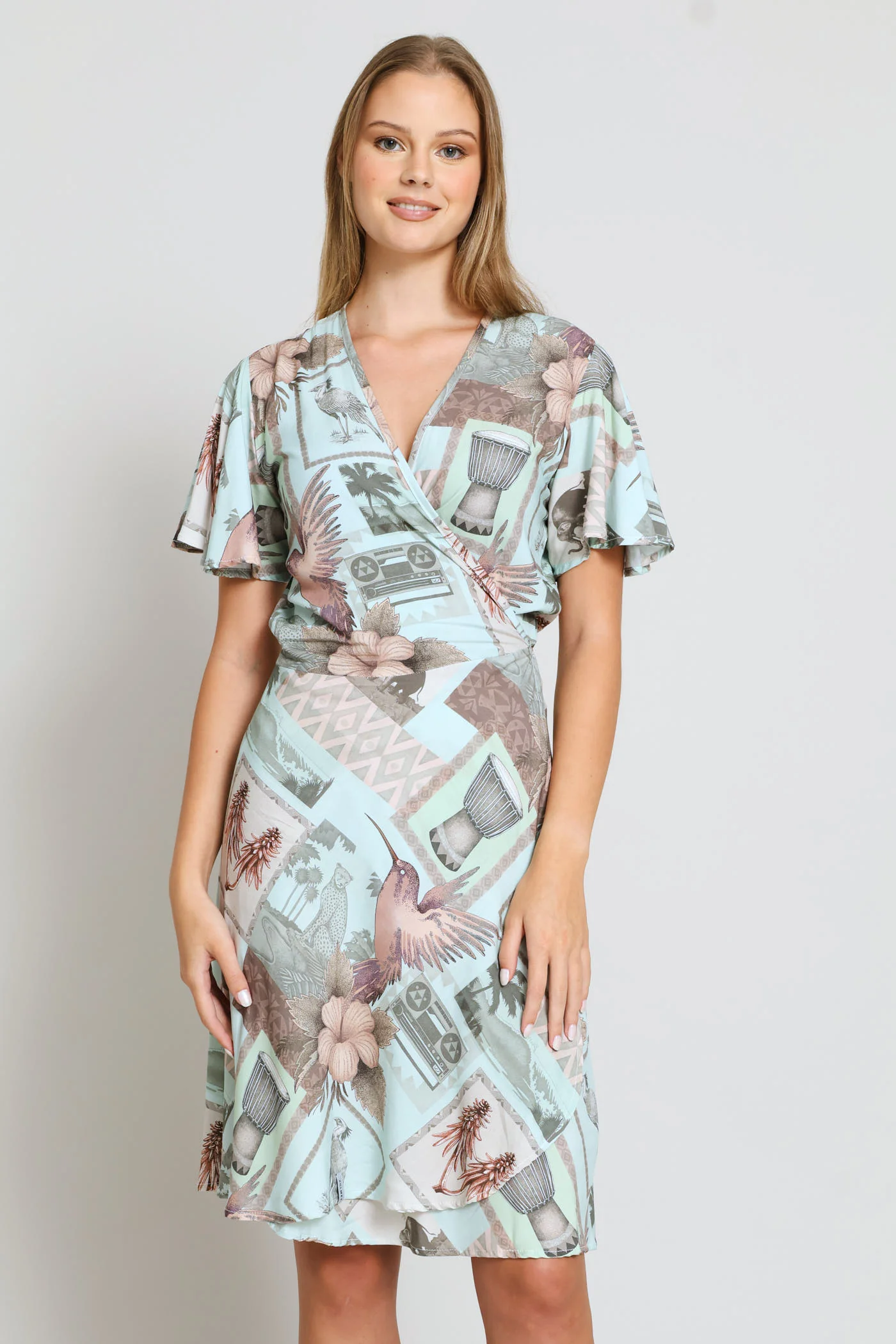 Aloe Africa Print Dress - Aqua - Image 3