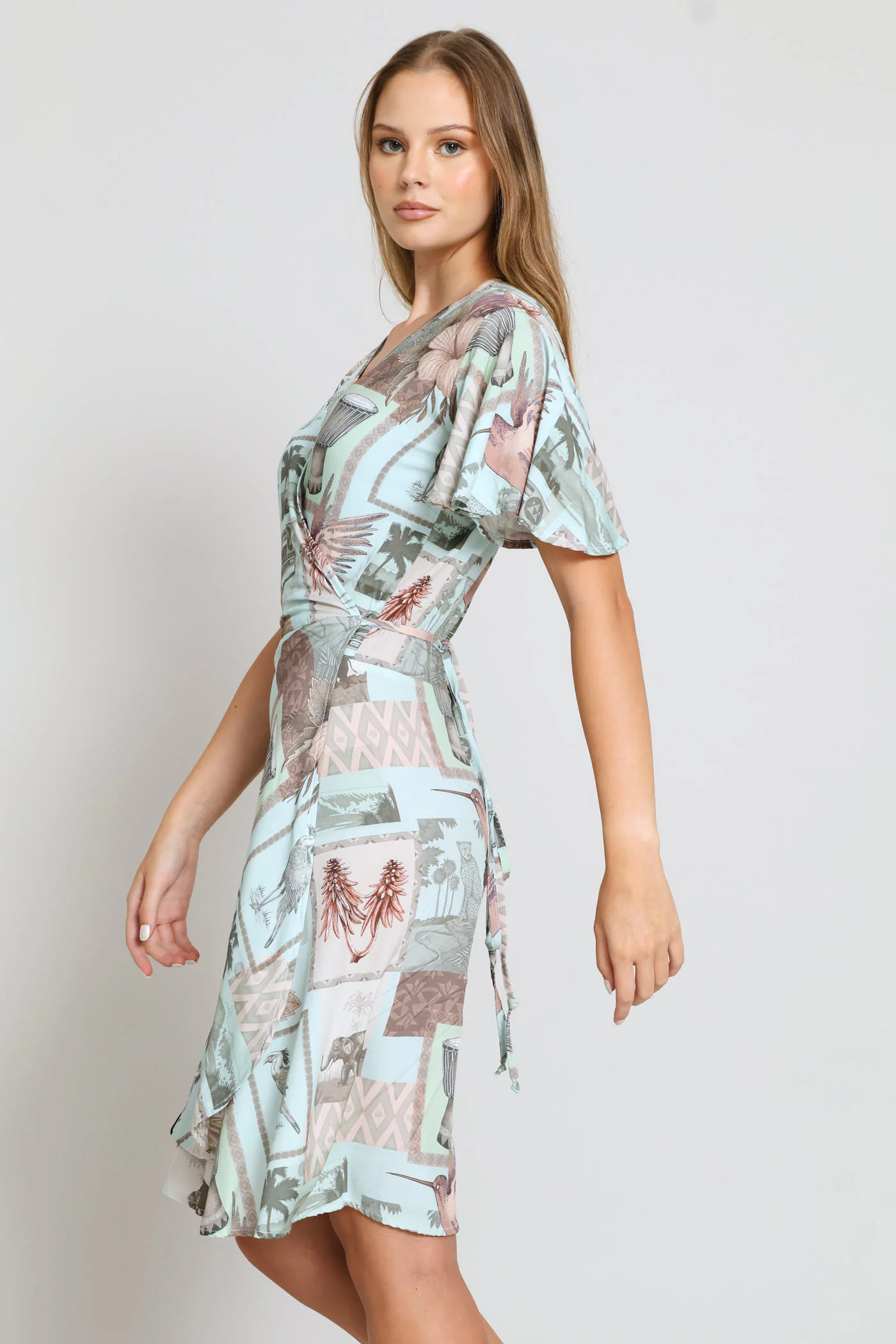Aloe Africa Print Dress - Aqua - Image 4