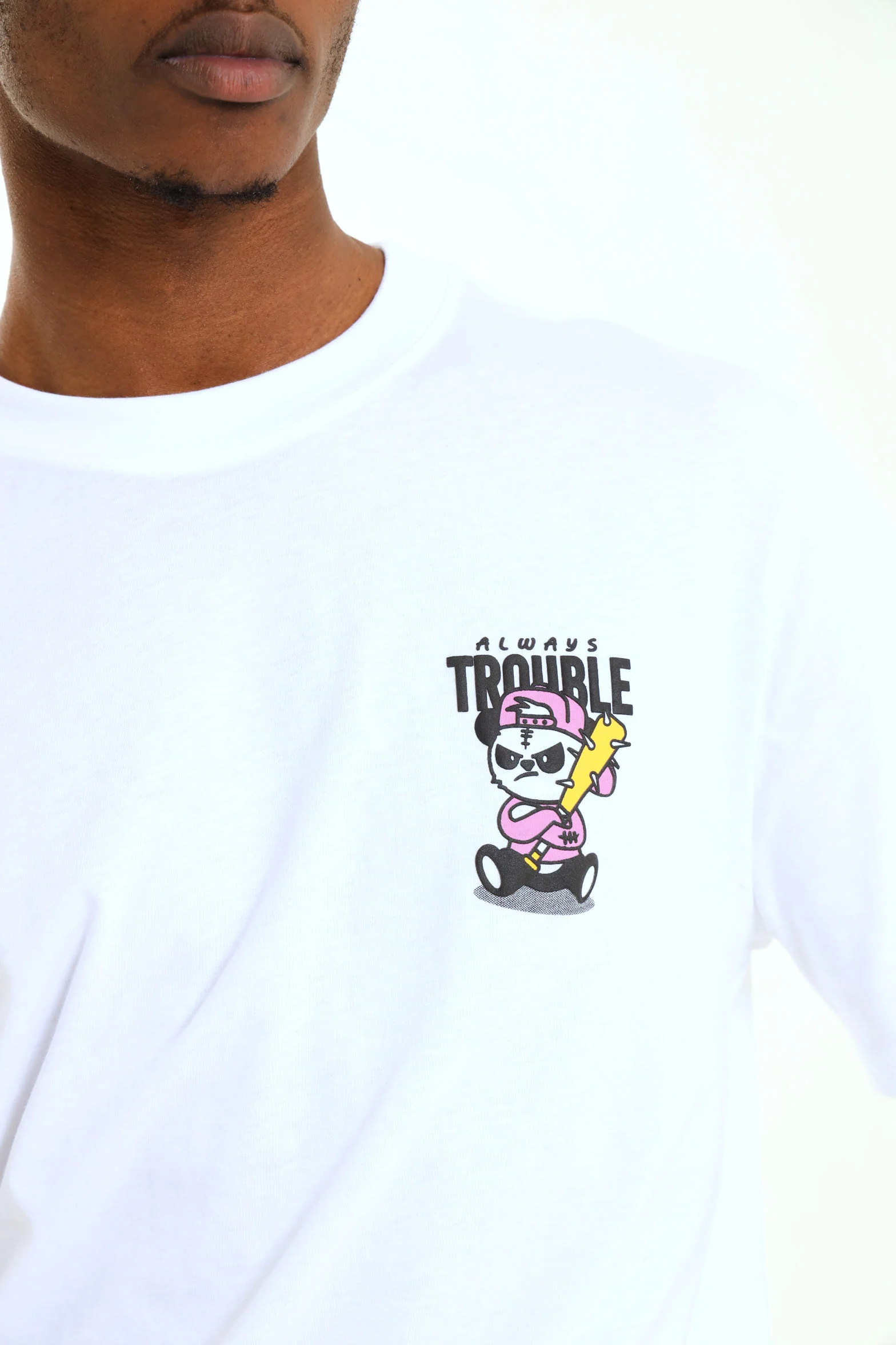 Always Trouble Front Small Print Tee - White - Image 2