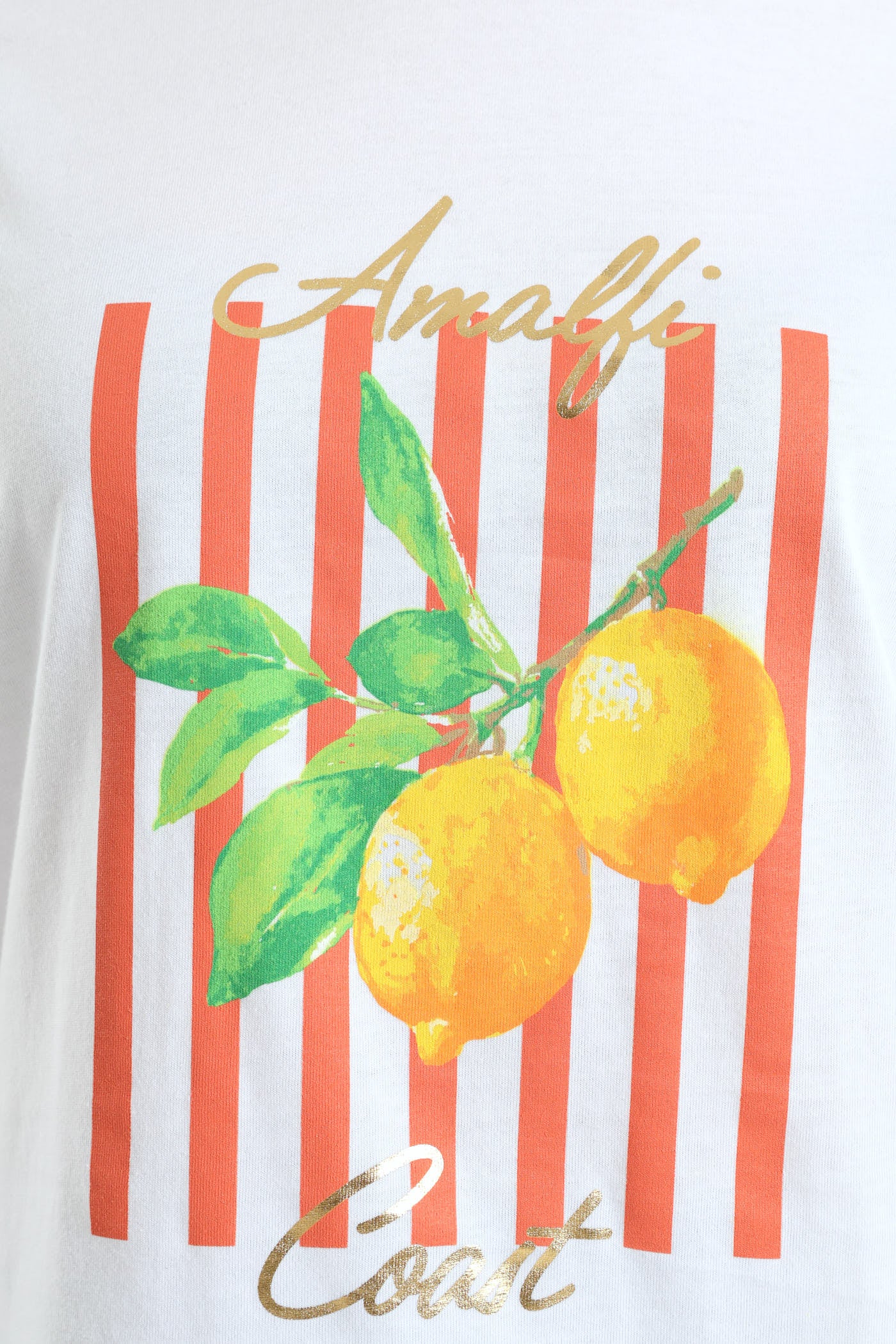 Amalfi Coast Stripe Lemon Boxy Tee - White - Image 4