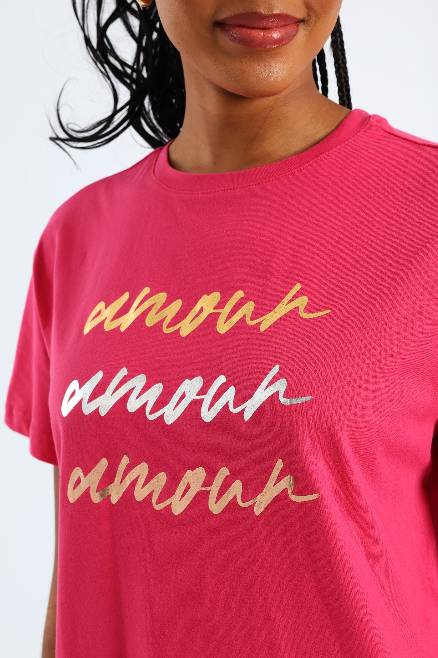 Amour Slogan Foil Tee - Magenta - Image 4