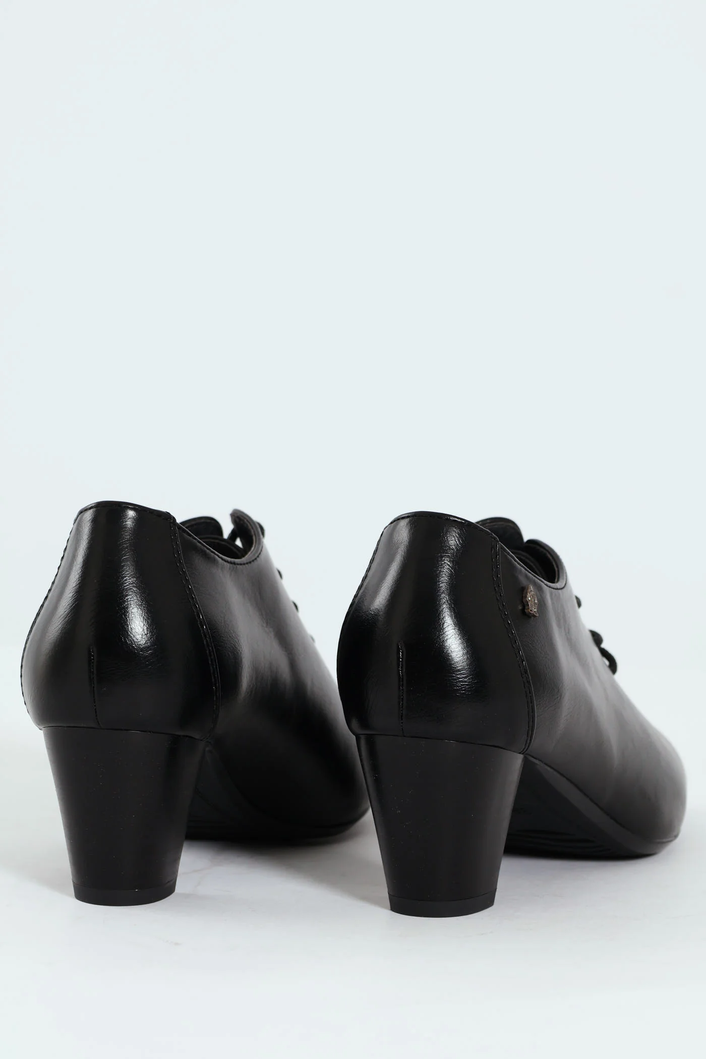 Amrita Pointed Toe Lace Up Block Kitten Heel - Black - Image 4