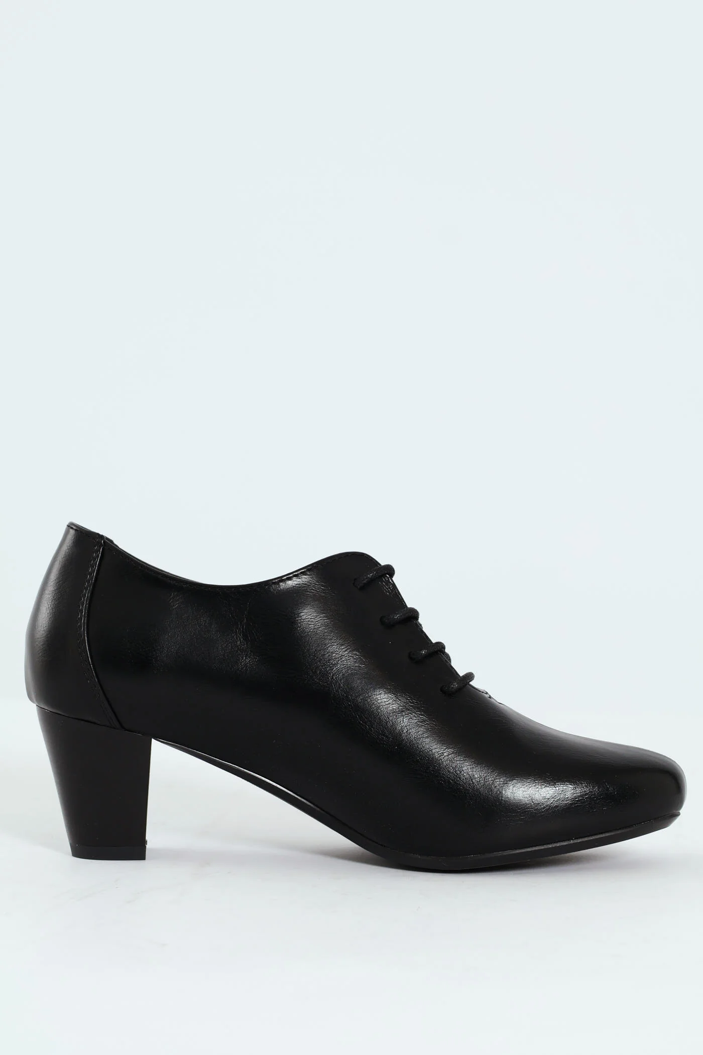 Amrita Pointed Toe Lace Up Block Kitten Heel - Black - Image 5