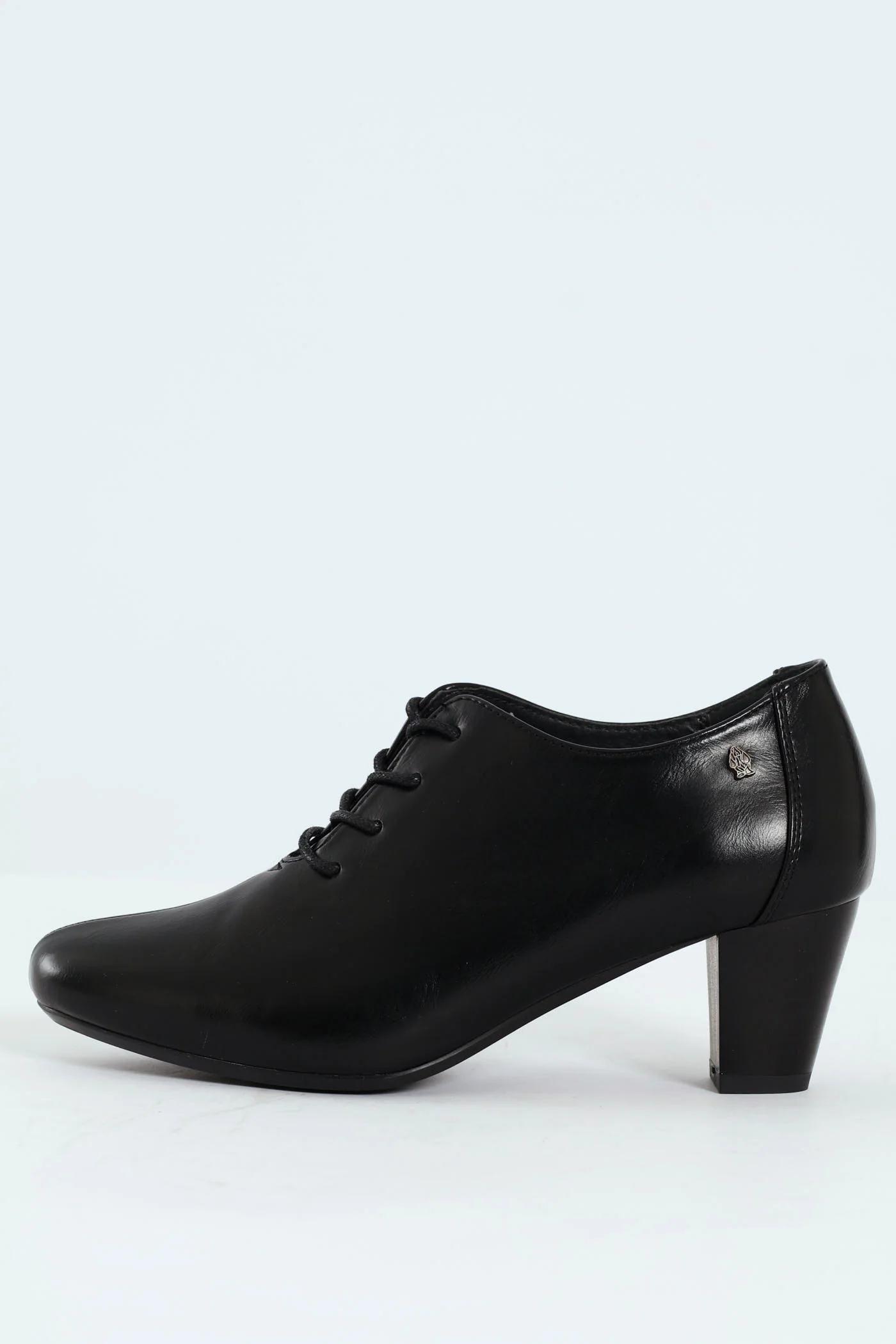 Amrita Pointed Toe Lace Up Block Kitten Heel - Black - Image 6